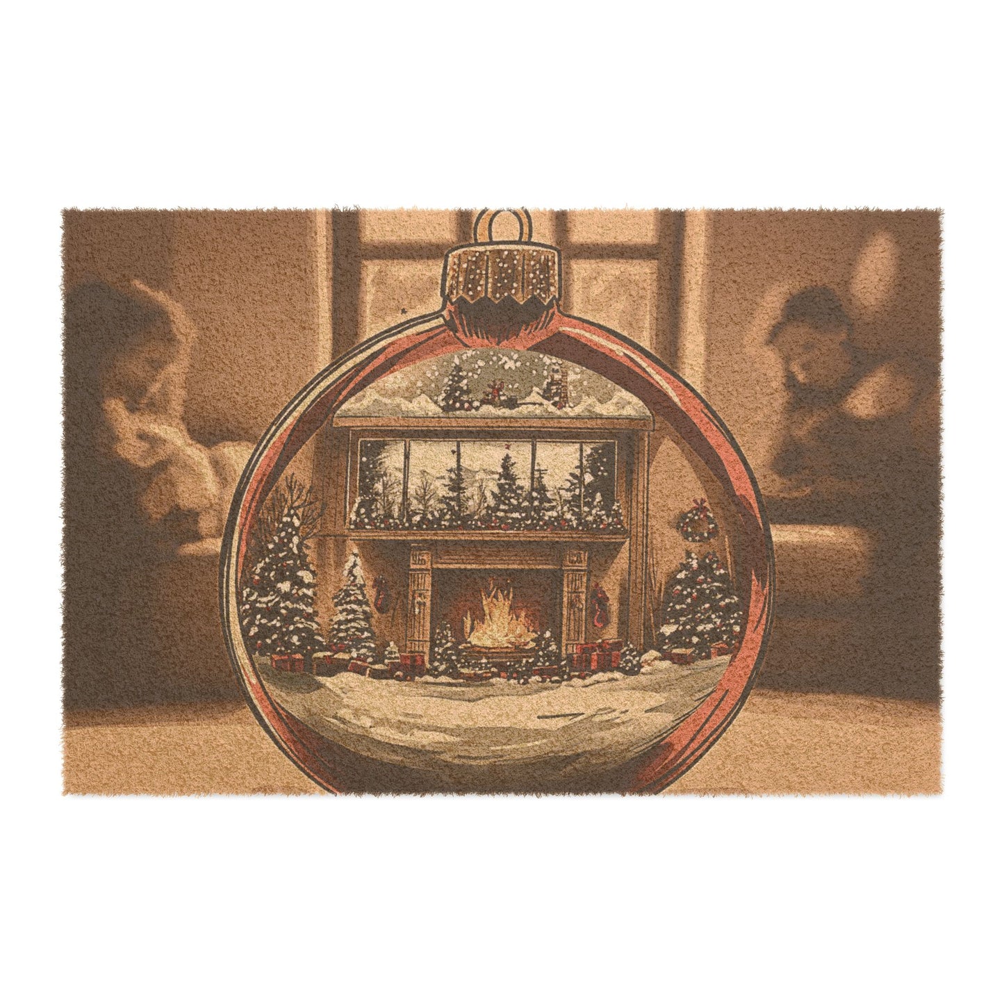 Christmas Theme Doormat (Fireplace in Christmas Ornament)