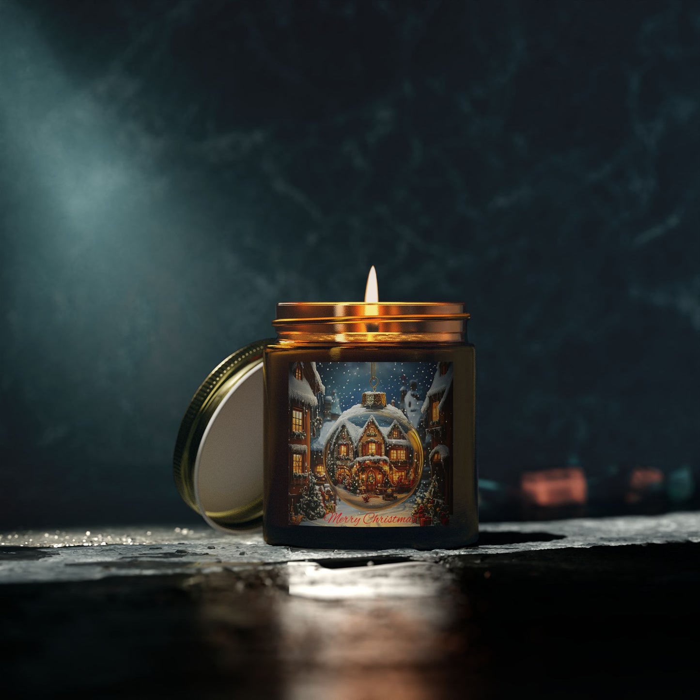 Scented Candle with Enchanting Holiday Scene: Capture the Spirit of Christmas