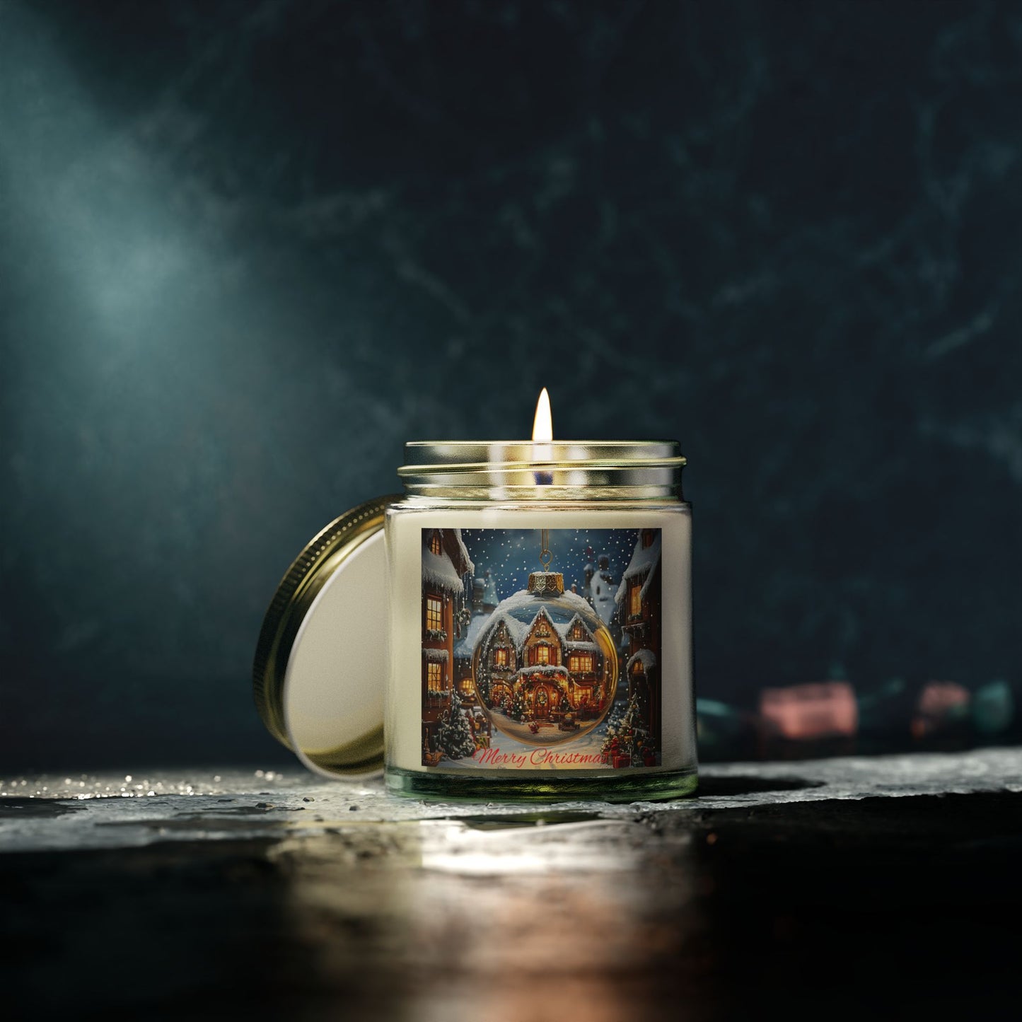 Scented Candle with Enchanting Holiday Scene: Capture the Spirit of Christmas