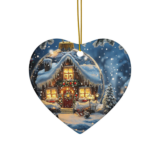 Round or Heart Shaped Ceramic Christmas Ornament