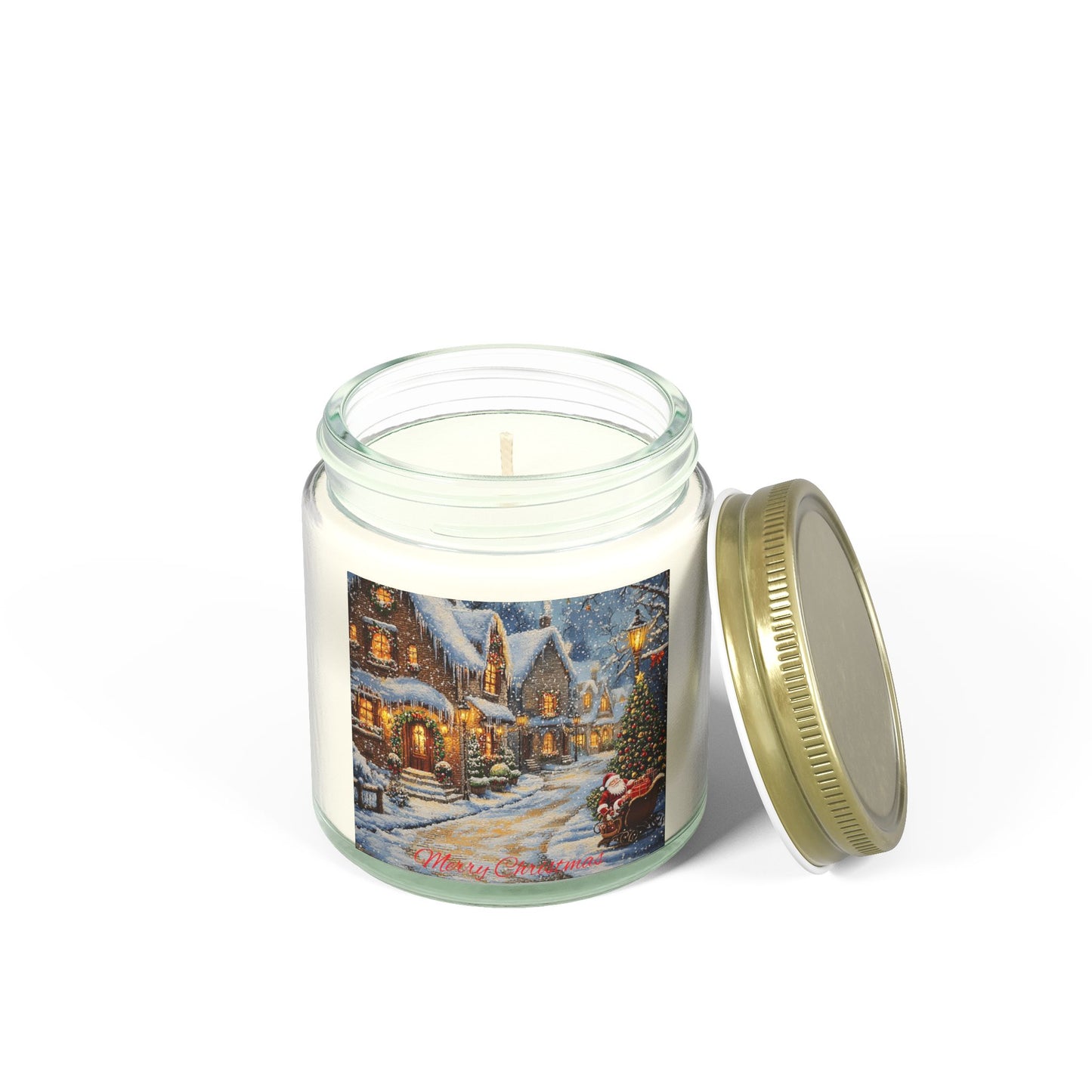 Scented Candle with a Festive Village Scene - Cozy Christmas Glow (4oz - 9oz)