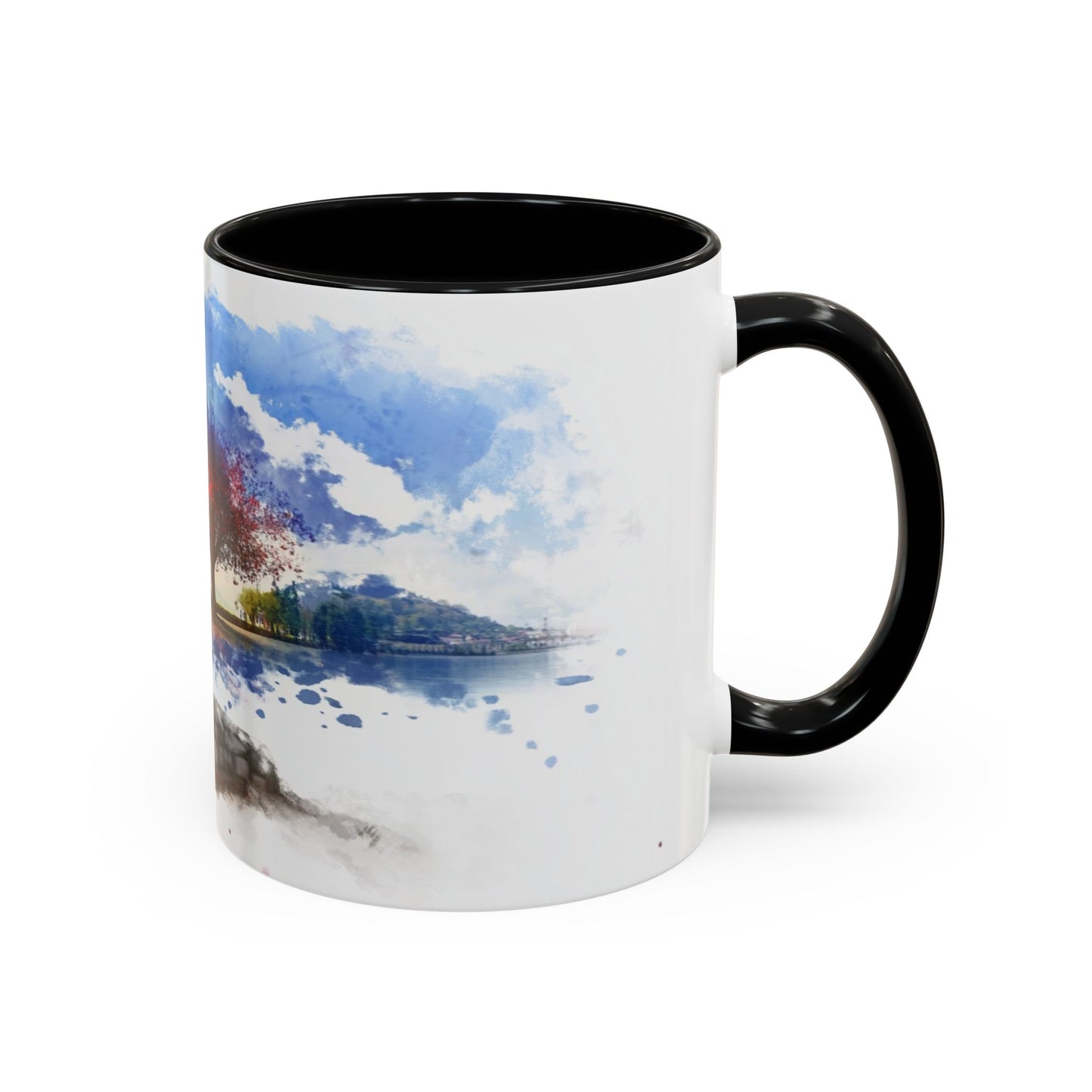 Lakeside Serenity Mug: Artful Watercolor Design