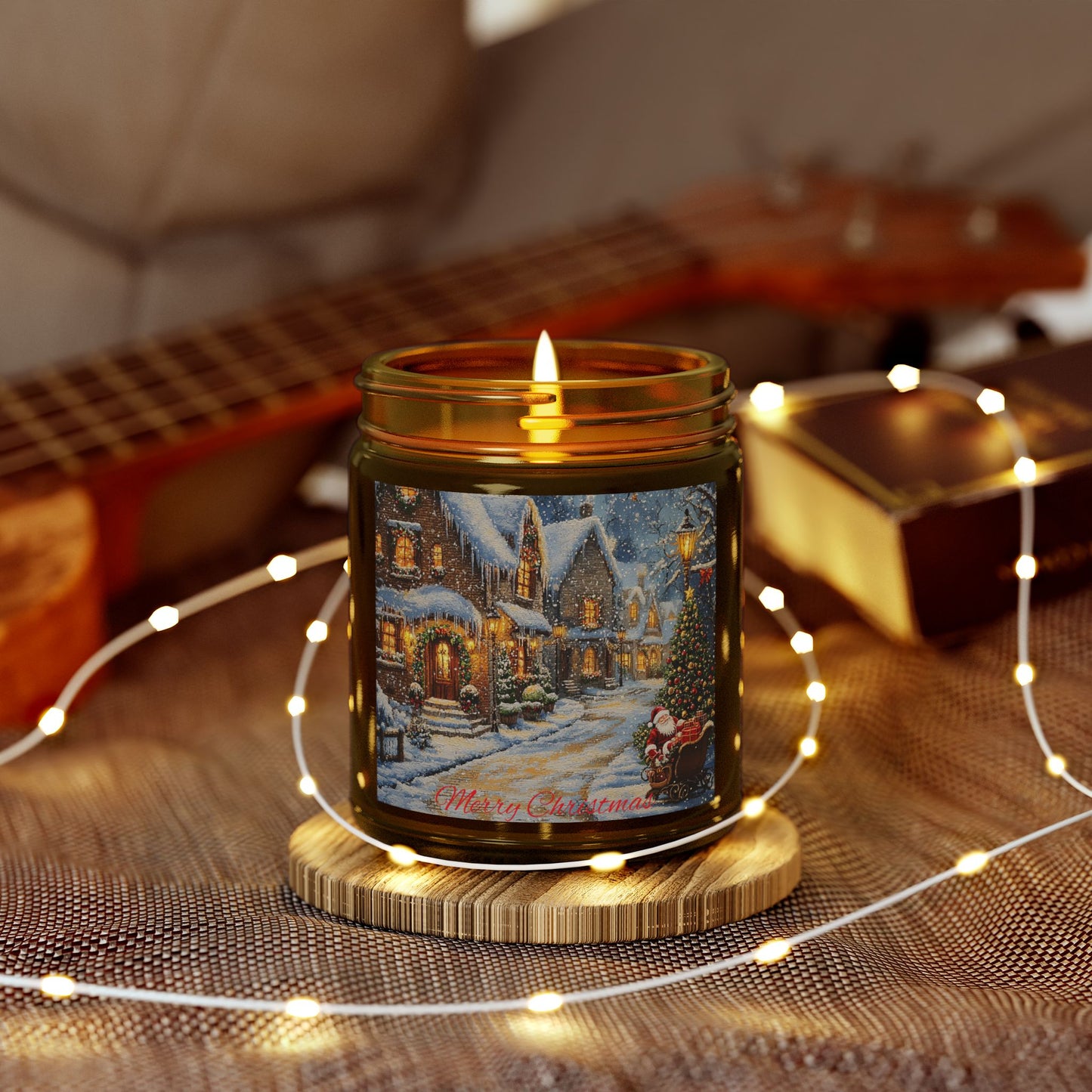 Scented Candle with a Festive Village Scene - Cozy Christmas Glow (4oz - 9oz)