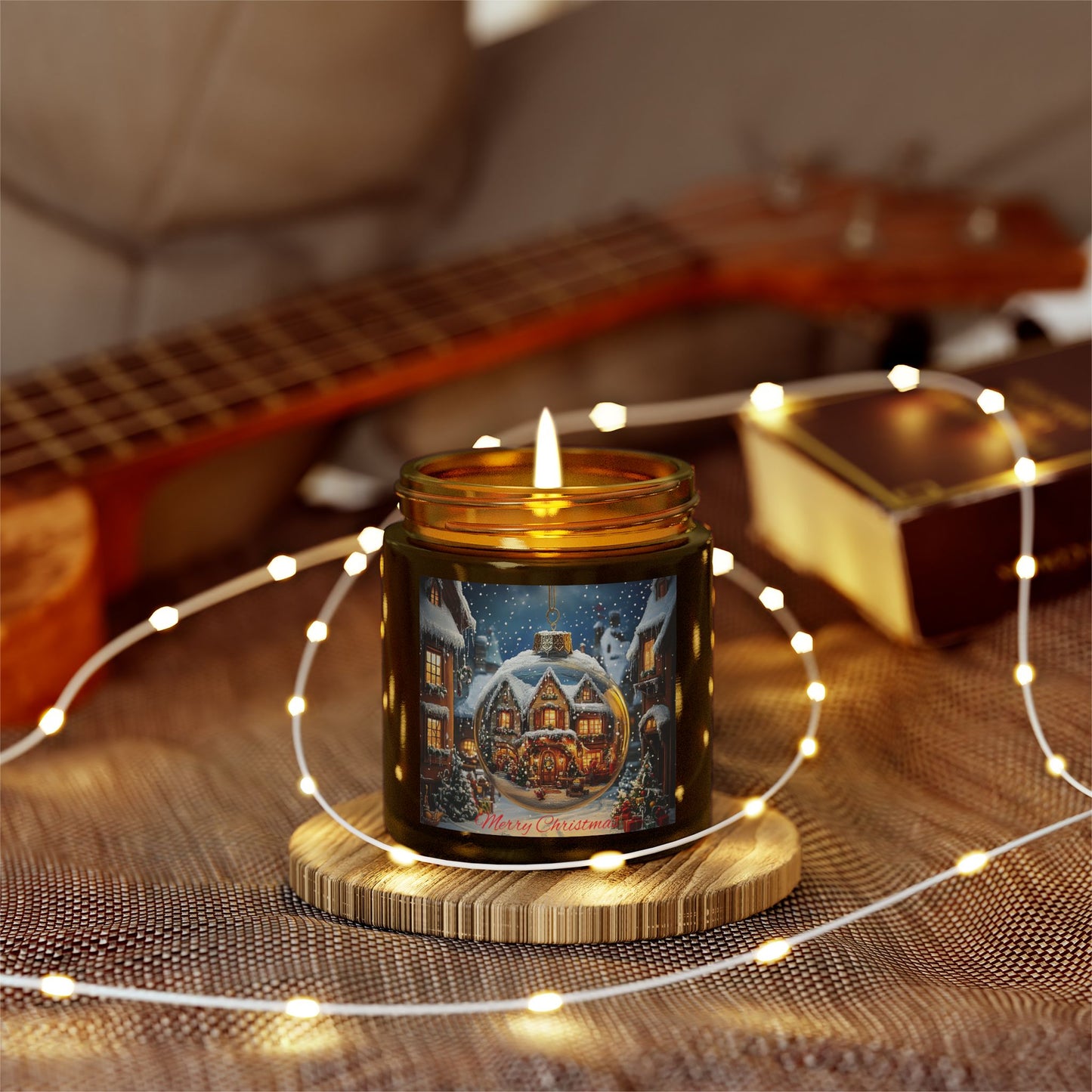 Scented Candle with Enchanting Holiday Scene: Capture the Spirit of Christmas