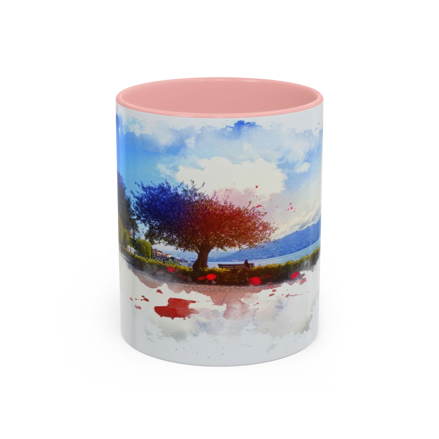 Lakeside Elegance Mug: Watercolor Scenic Design