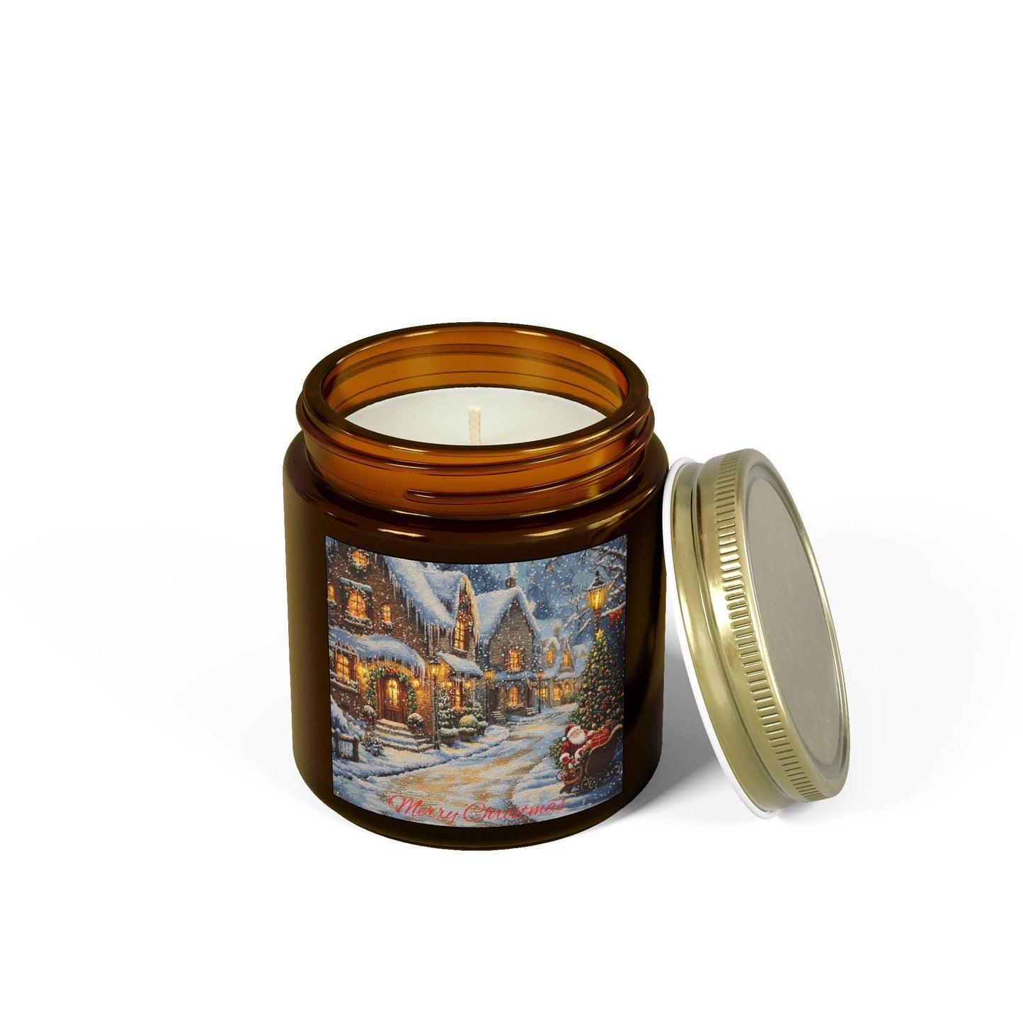 Scented Candle with a Festive Village Scene - Cozy Christmas Glow (4oz - 9oz)