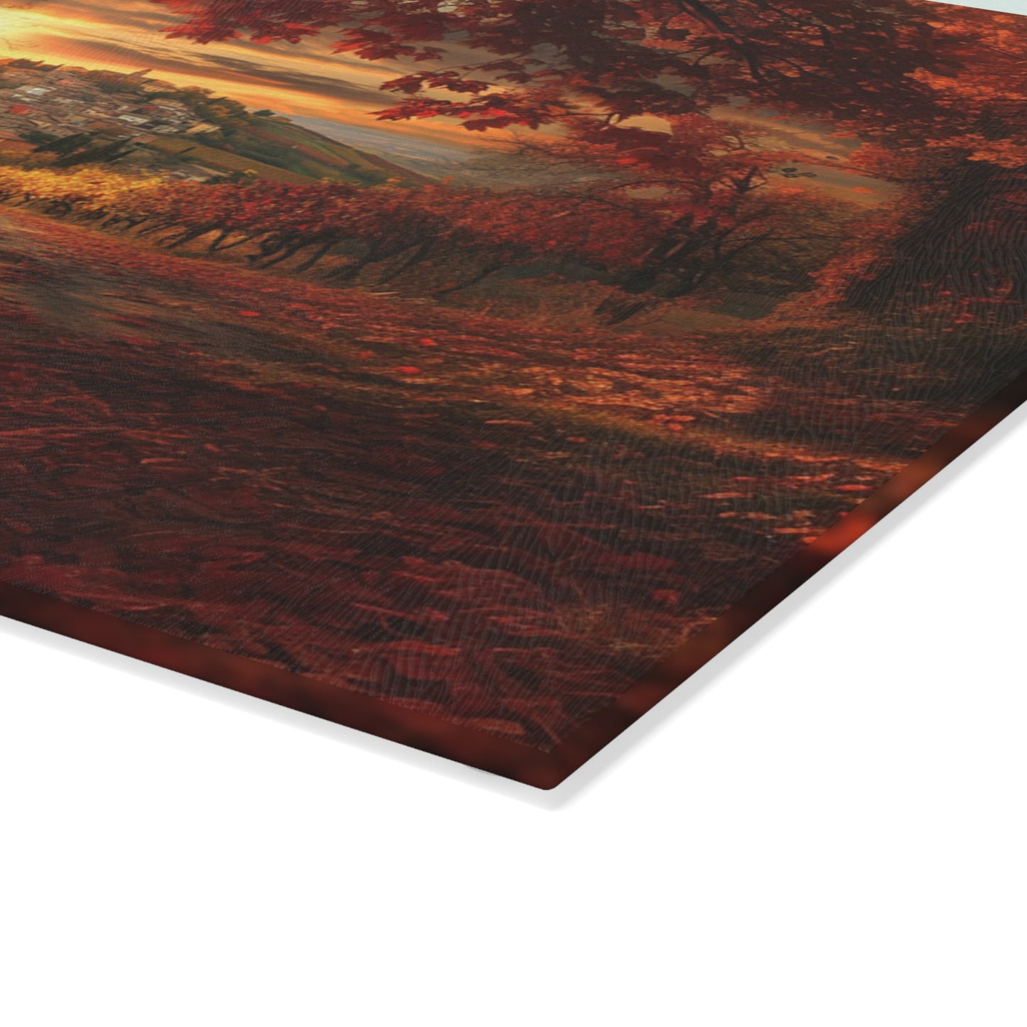 Glass Cutting Board: Sunlit Italian Hills