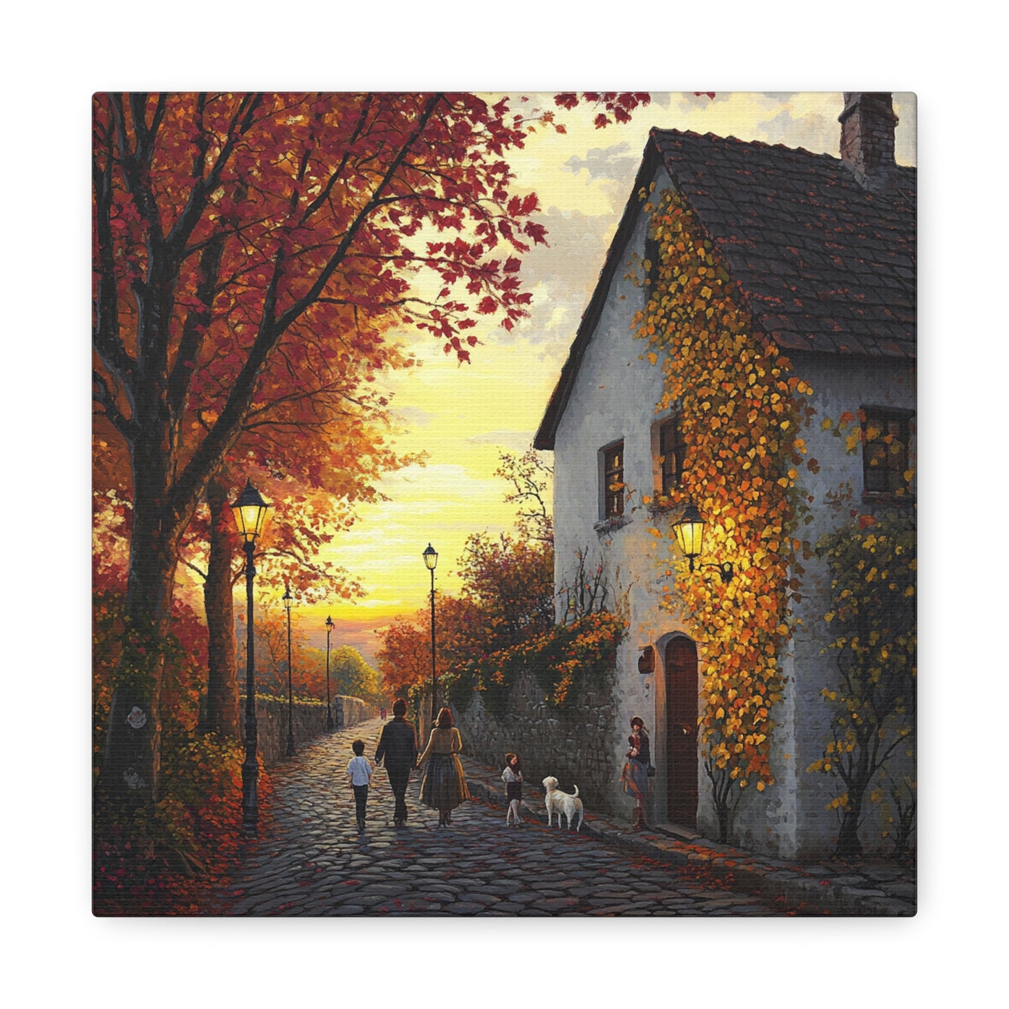 Autumn Street Matte Canvas: Amber Stroll