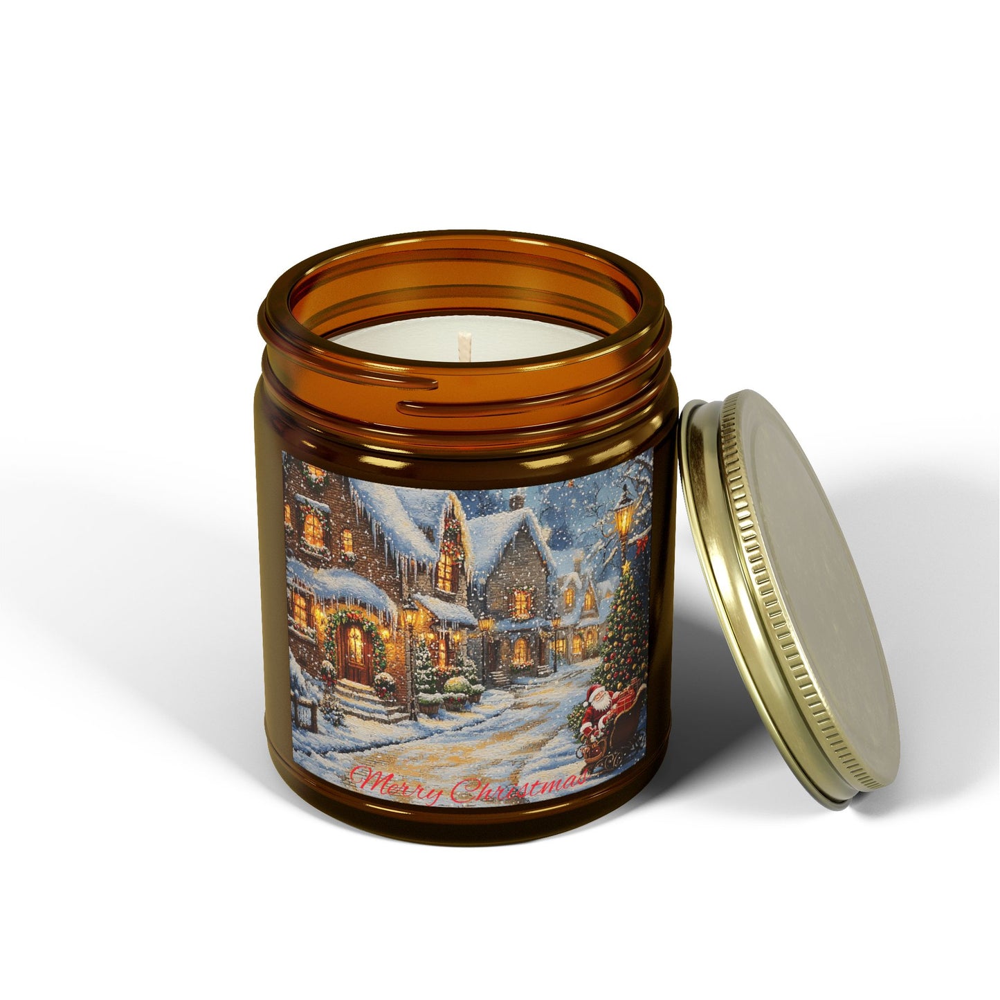 Scented Candle with a Festive Village Scene - Cozy Christmas Glow (4oz - 9oz)