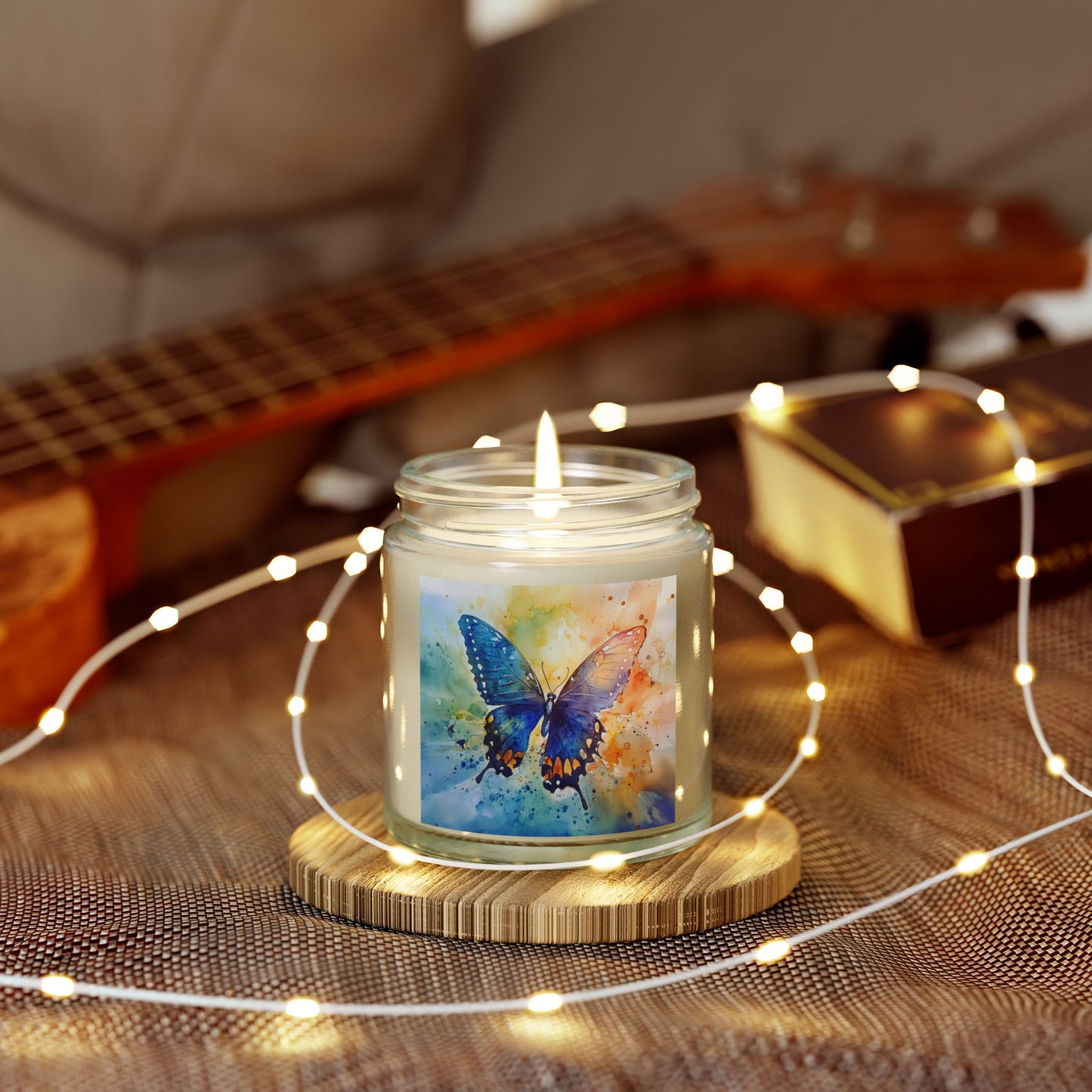 Elegant Watercolor Butterfly Candle – A Touch of Nature's Grace