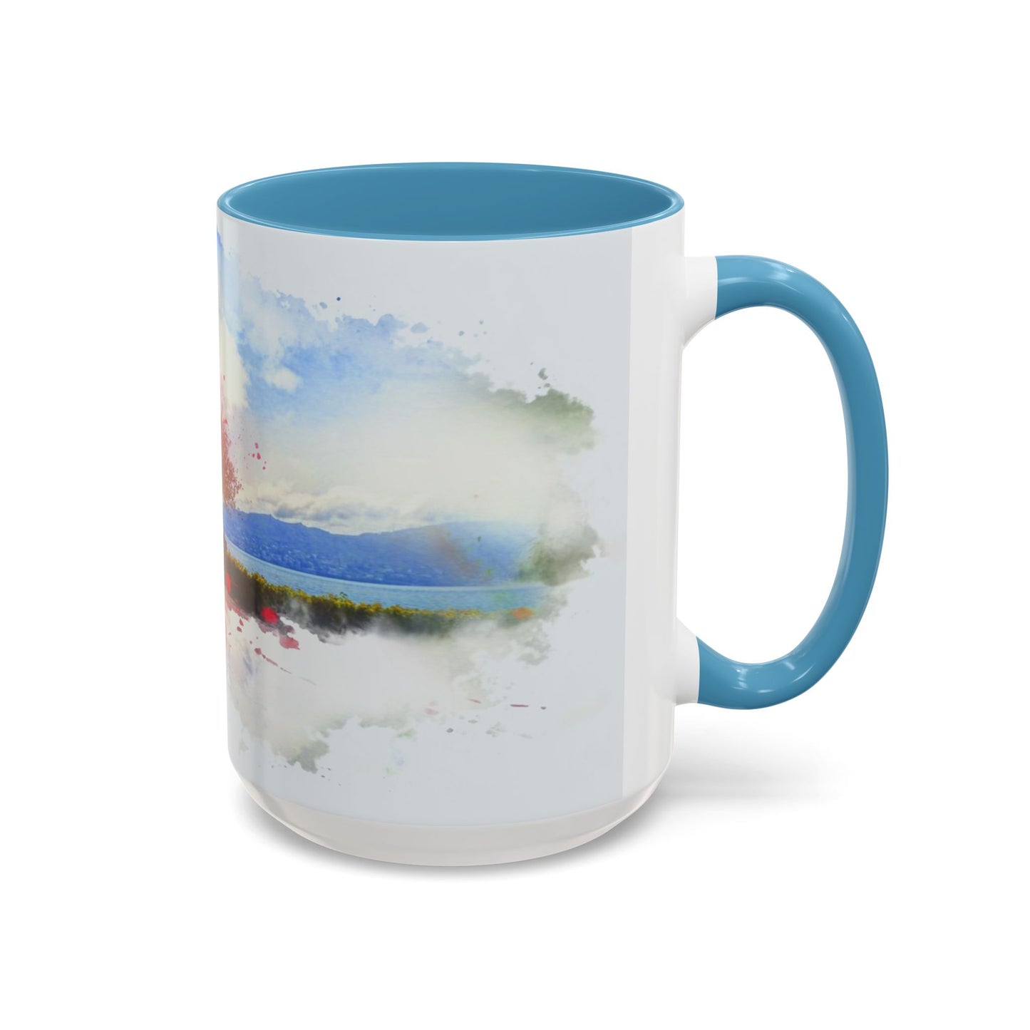 Lakeside Elegance Mug: Watercolor Scenic Design