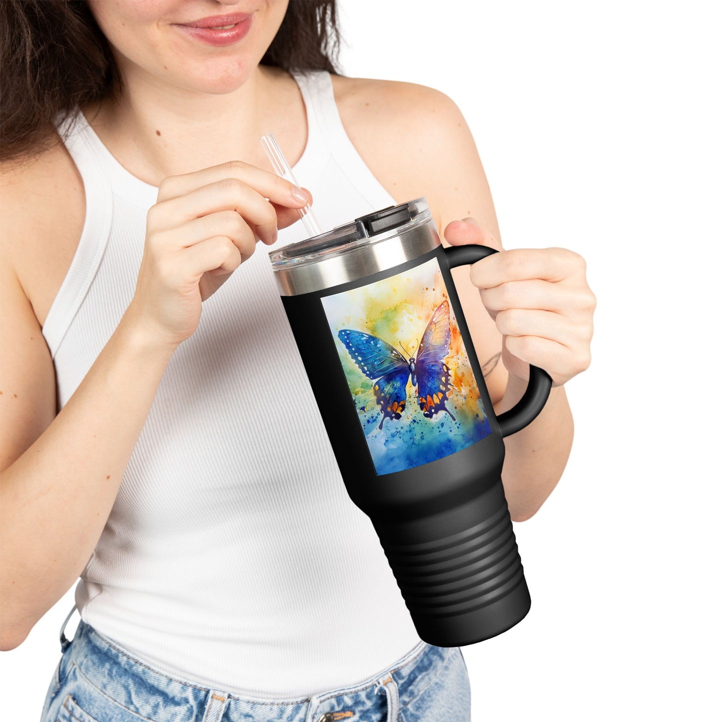 40oz Butterfly Insulated Travel Mug