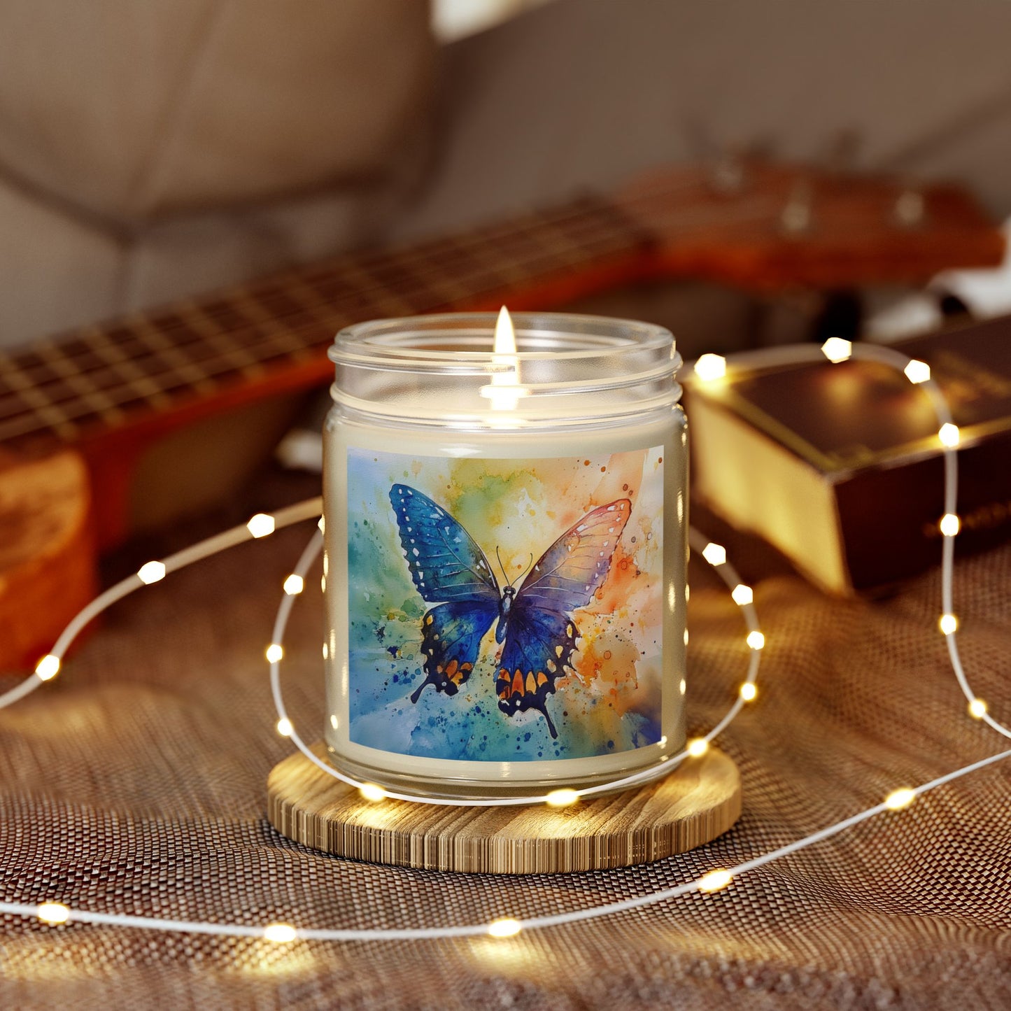 Elegant Watercolor Butterfly Candle – A Touch of Nature's Grace