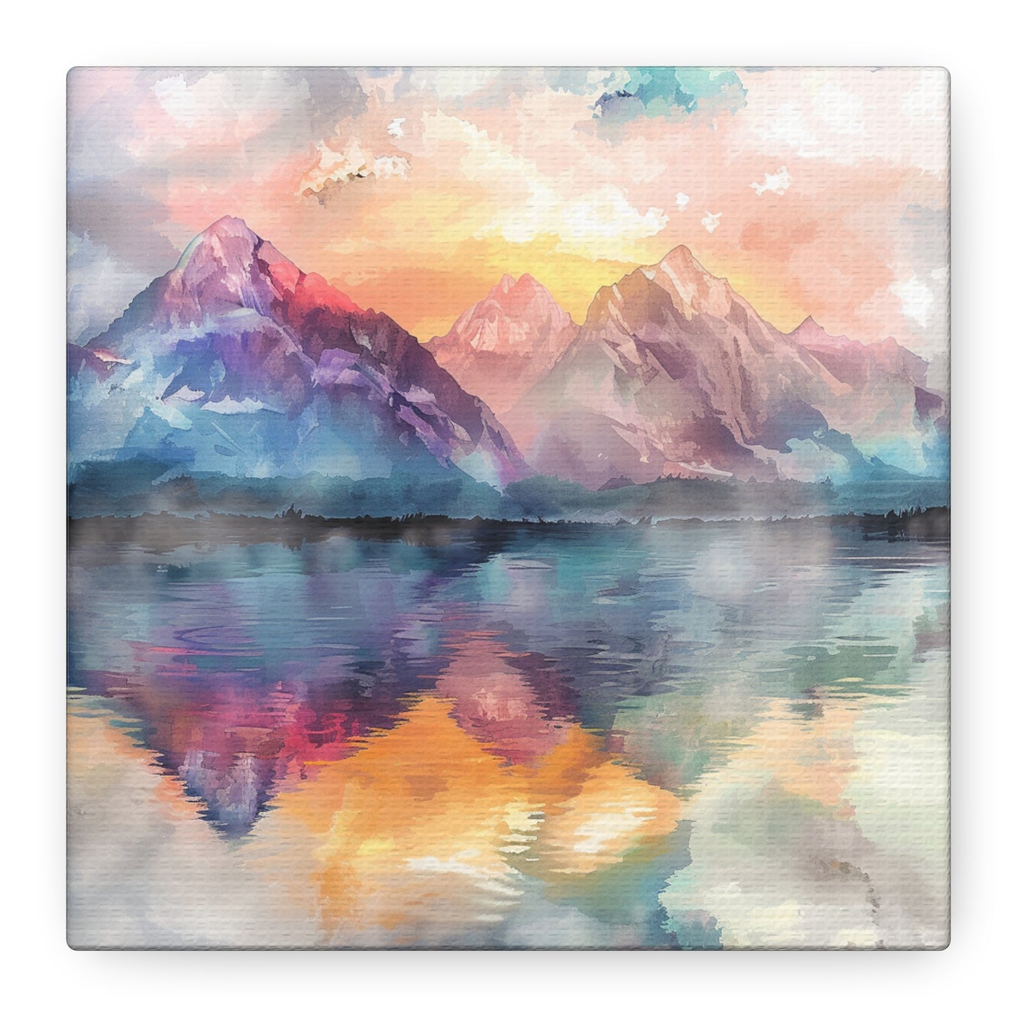 Majestic Peaks: Watercolor Mountain Canvas