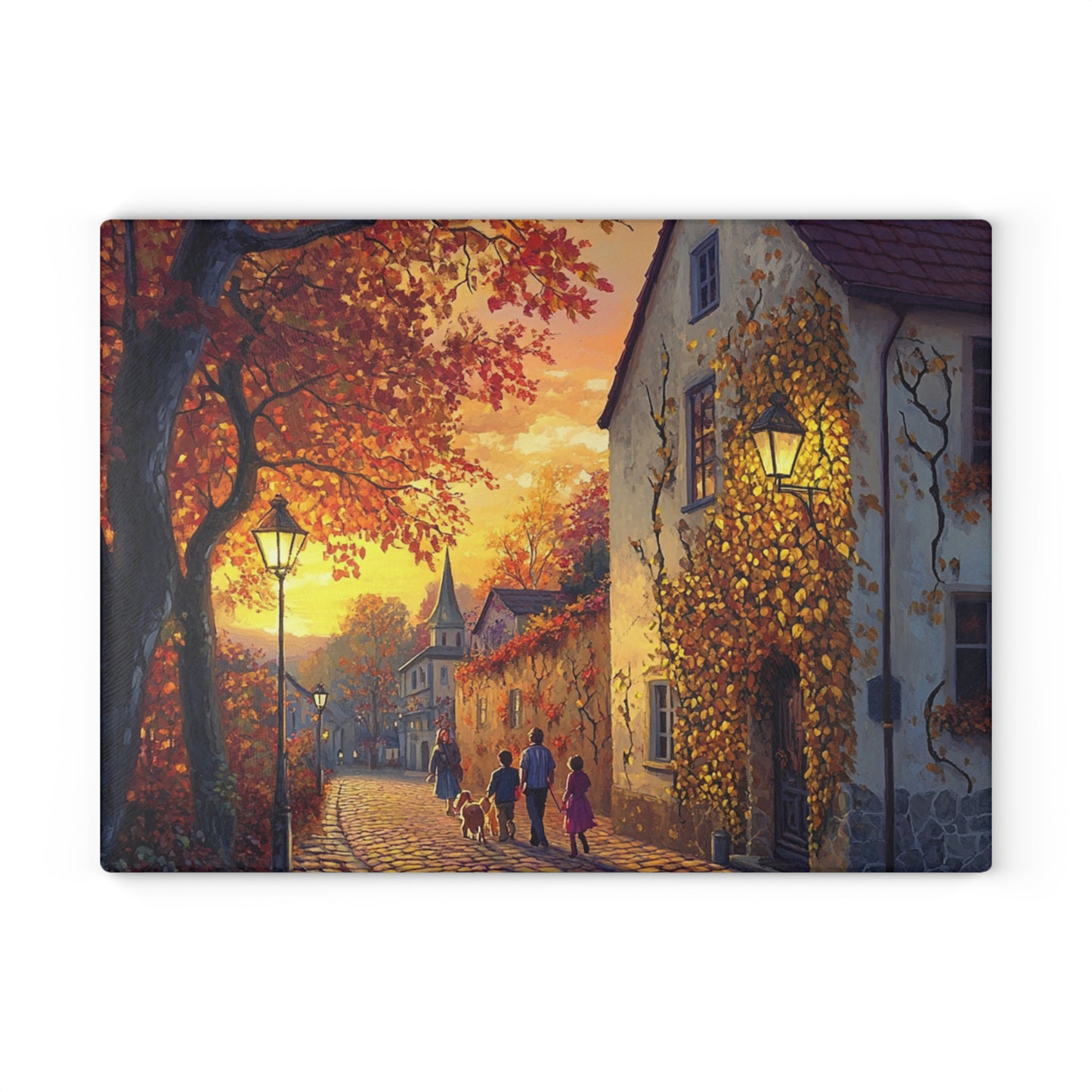 Autumn in Italy Glass Cutting Board: A Slice of Serenity