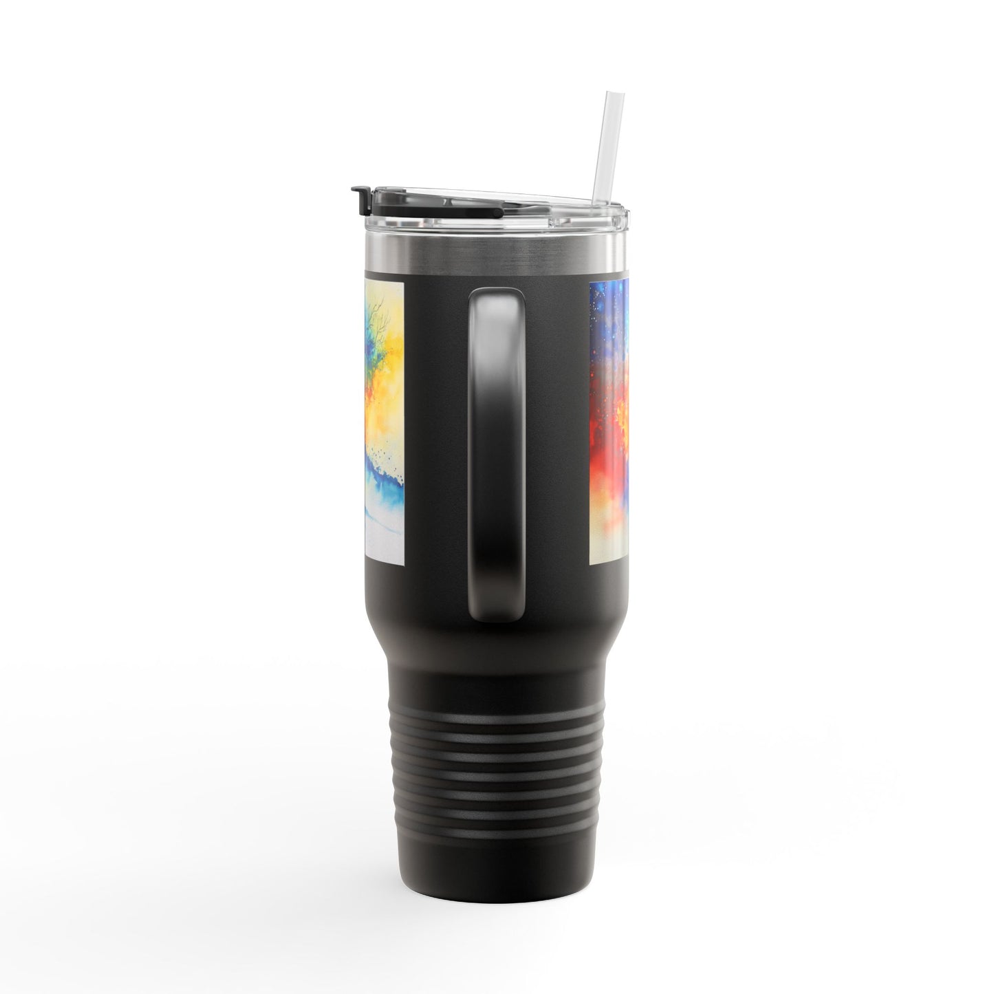 Insulated Travel Mug, 40oz - Abstract Watercolor Blend Design