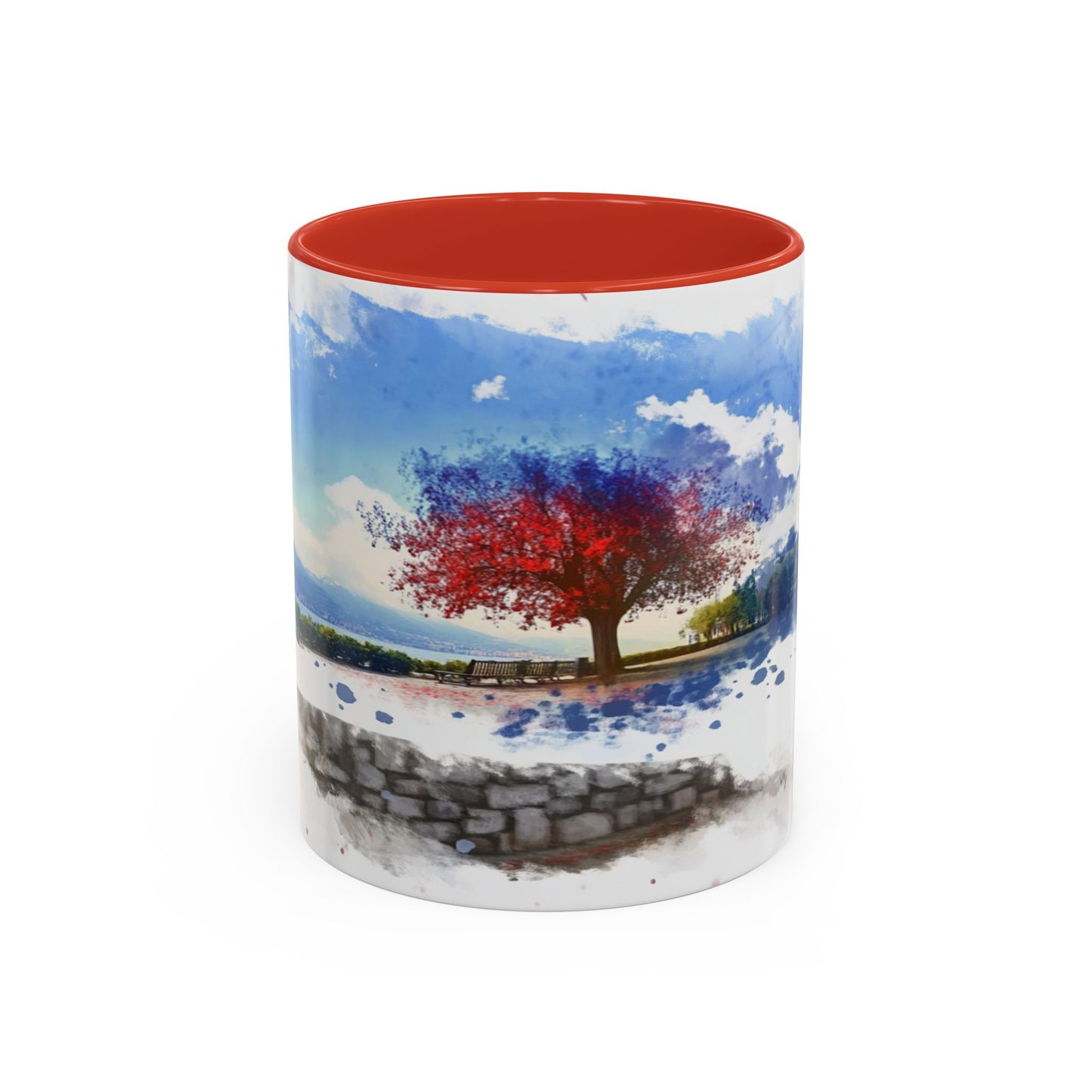 Lakeside Serenity Mug: Artful Watercolor Design