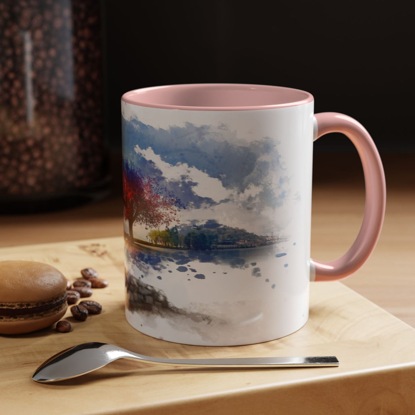 Lakeside Serenity Mug: Artful Watercolor Design