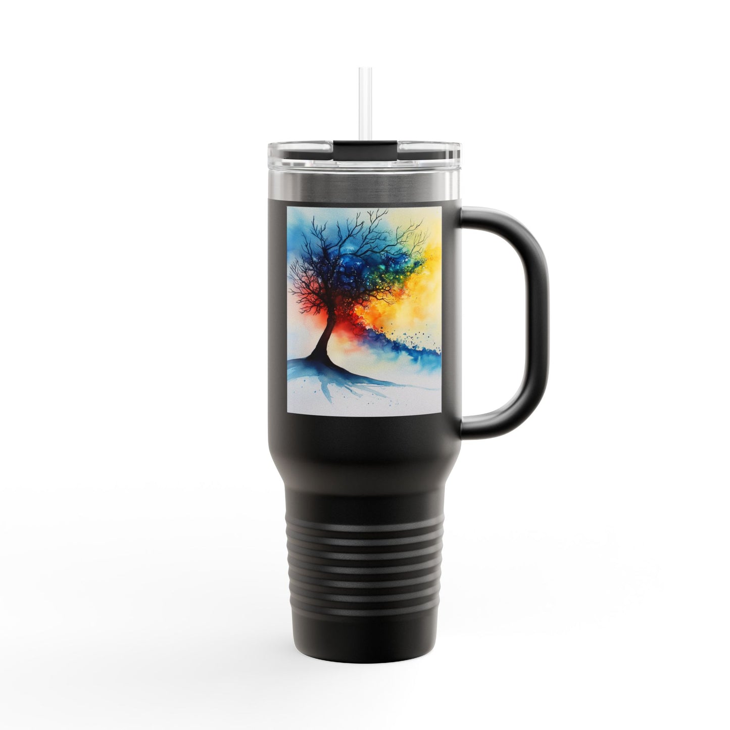 Insulated Travel Mug, 40oz - Abstract Watercolor Blend Design