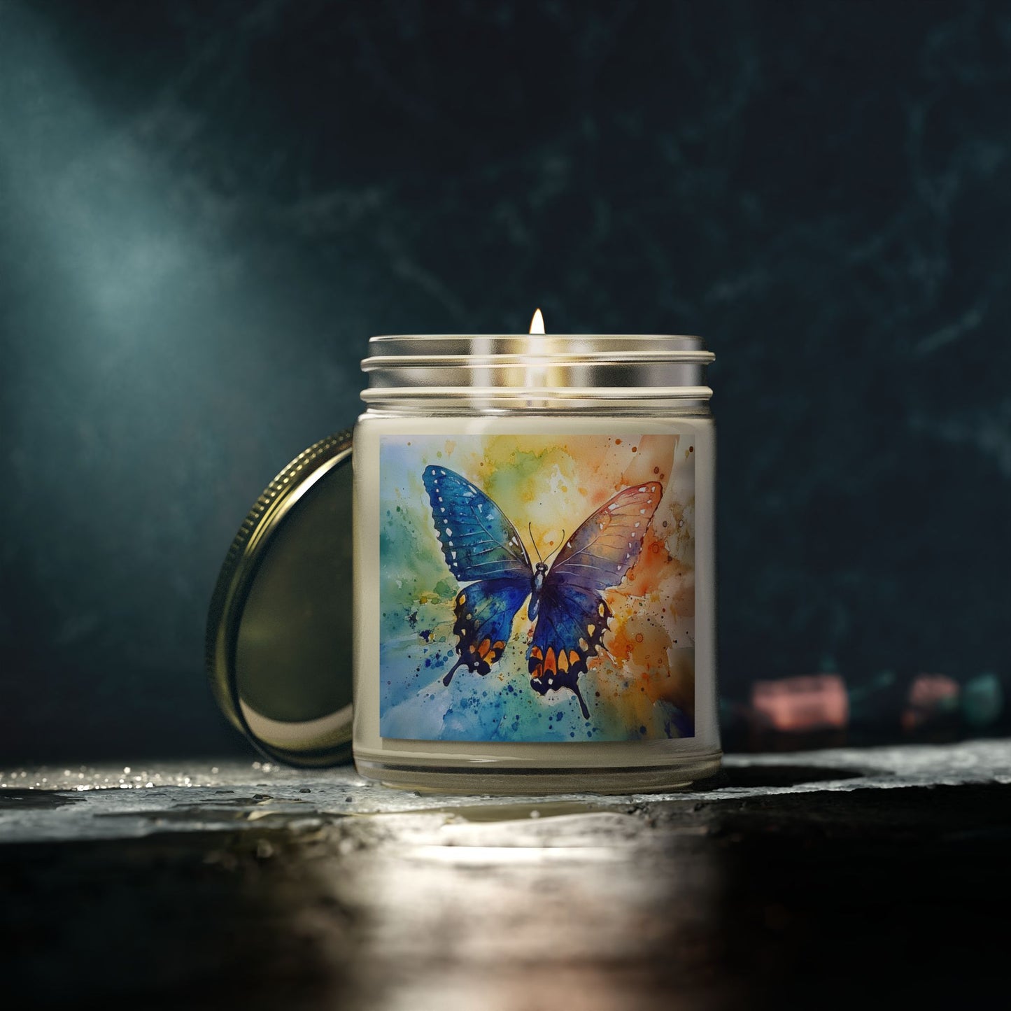 Elegant Watercolor Butterfly Candle – A Touch of Nature's Grace