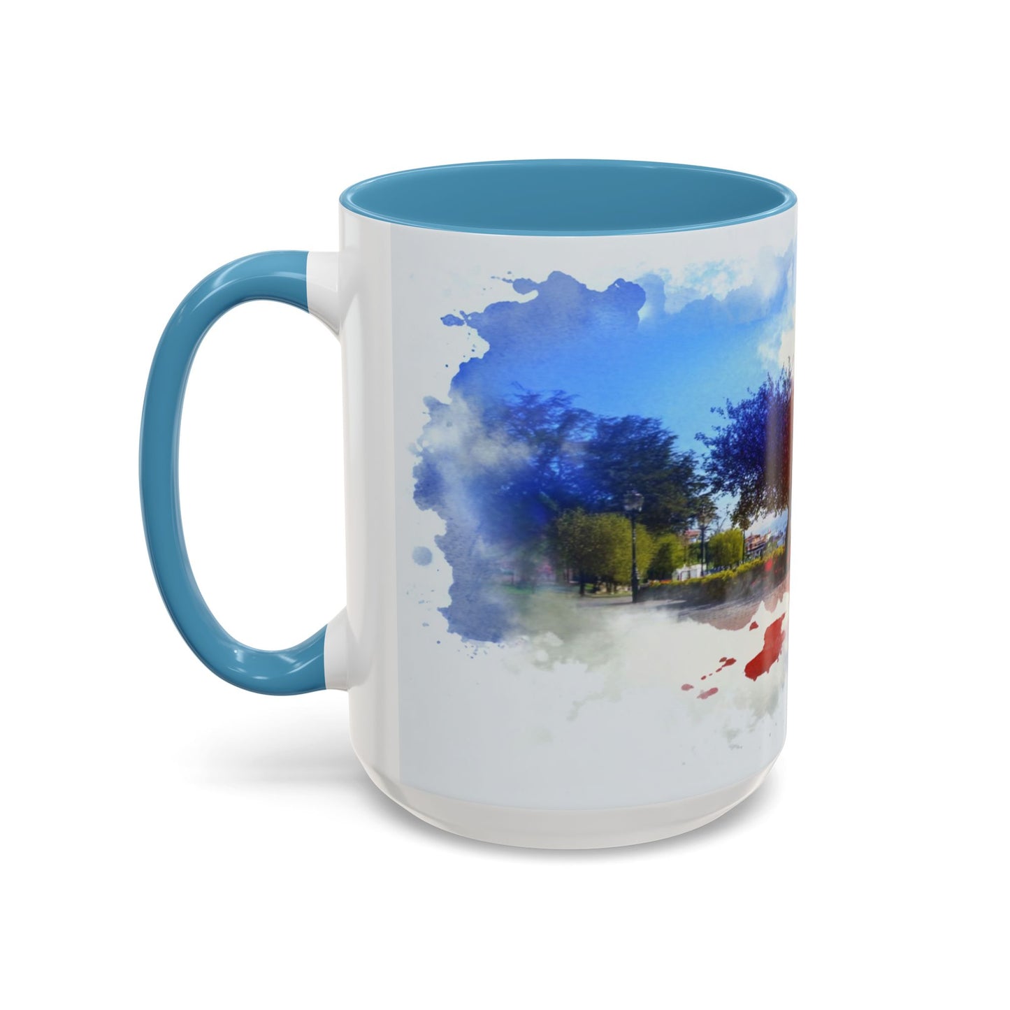 Lakeside Elegance Mug: Watercolor Scenic Design