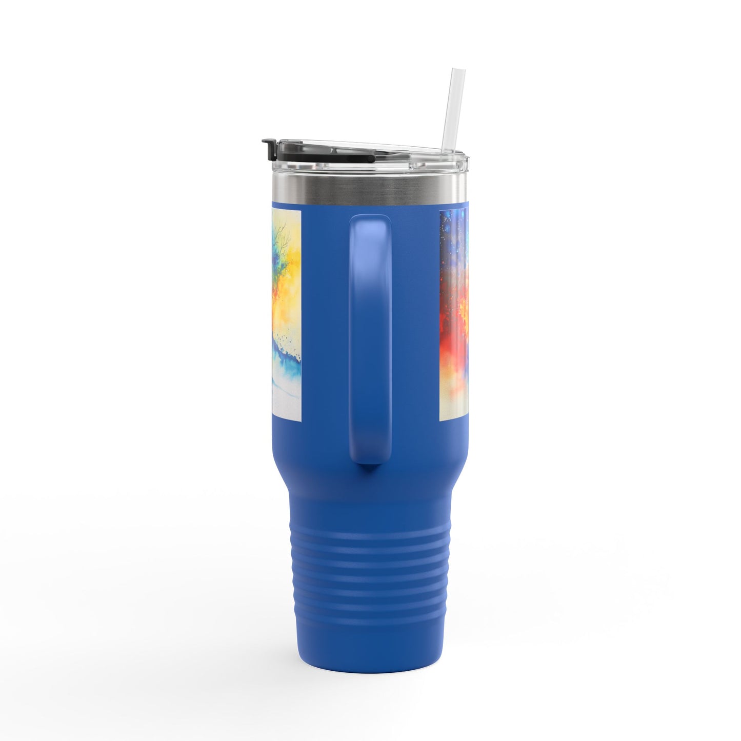 Insulated Travel Mug, 40oz - Abstract Watercolor Blend Design