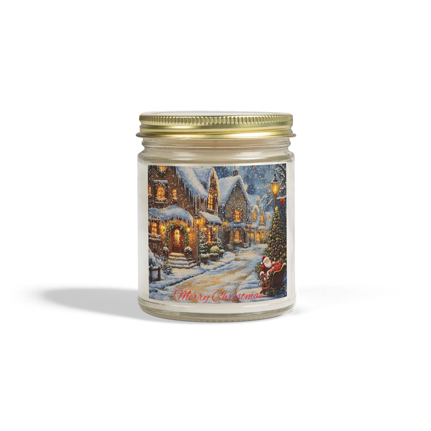 Scented Candle with a Festive Village Scene - Cozy Christmas Glow (4oz - 9oz)