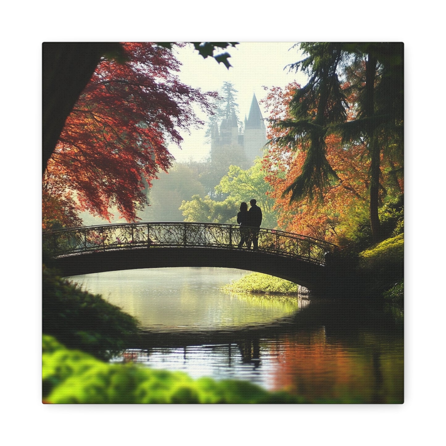 Romance on an Italian Bridge: Canvas of Timeless Elegance