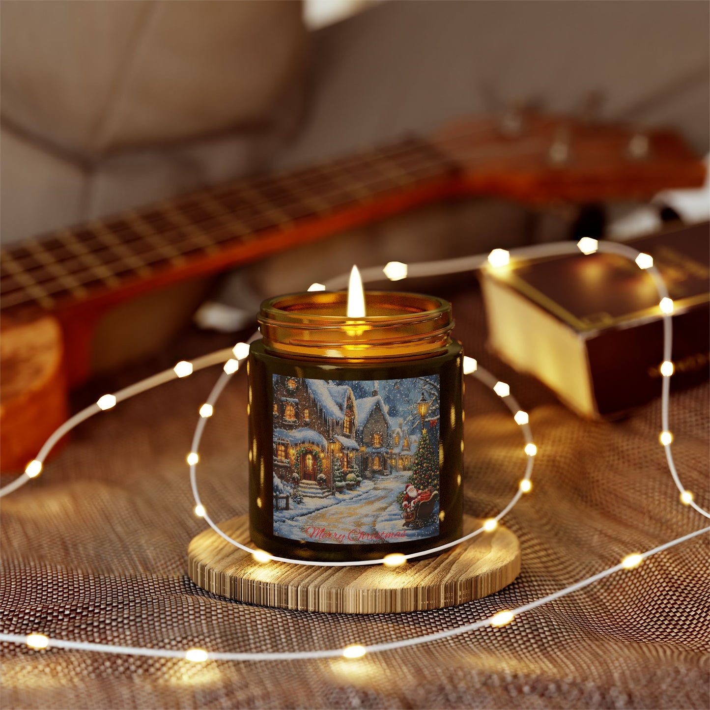 Scented Candle with a Festive Village Scene - Cozy Christmas Glow (4oz - 9oz)