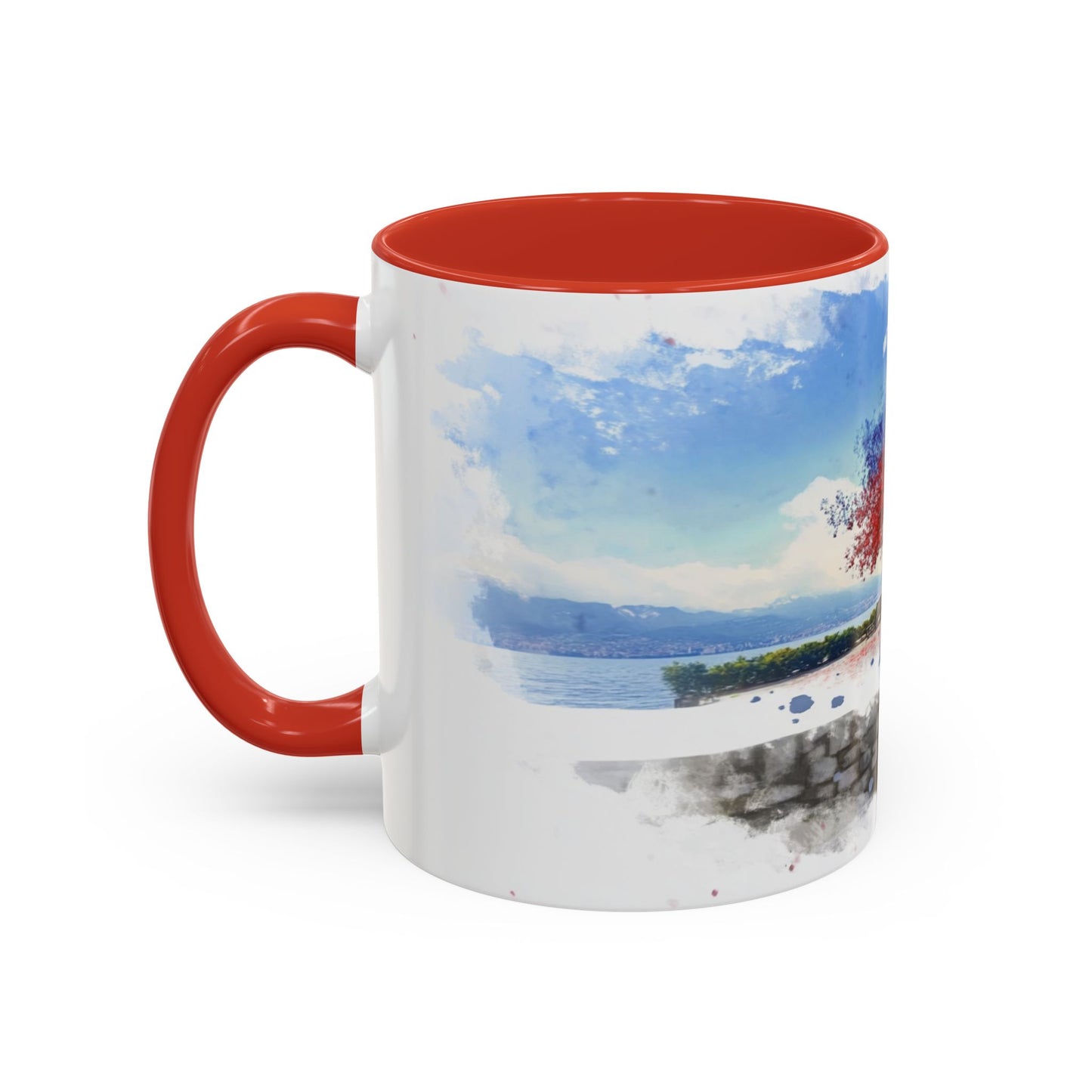 Lakeside Serenity Mug: Artful Watercolor Design