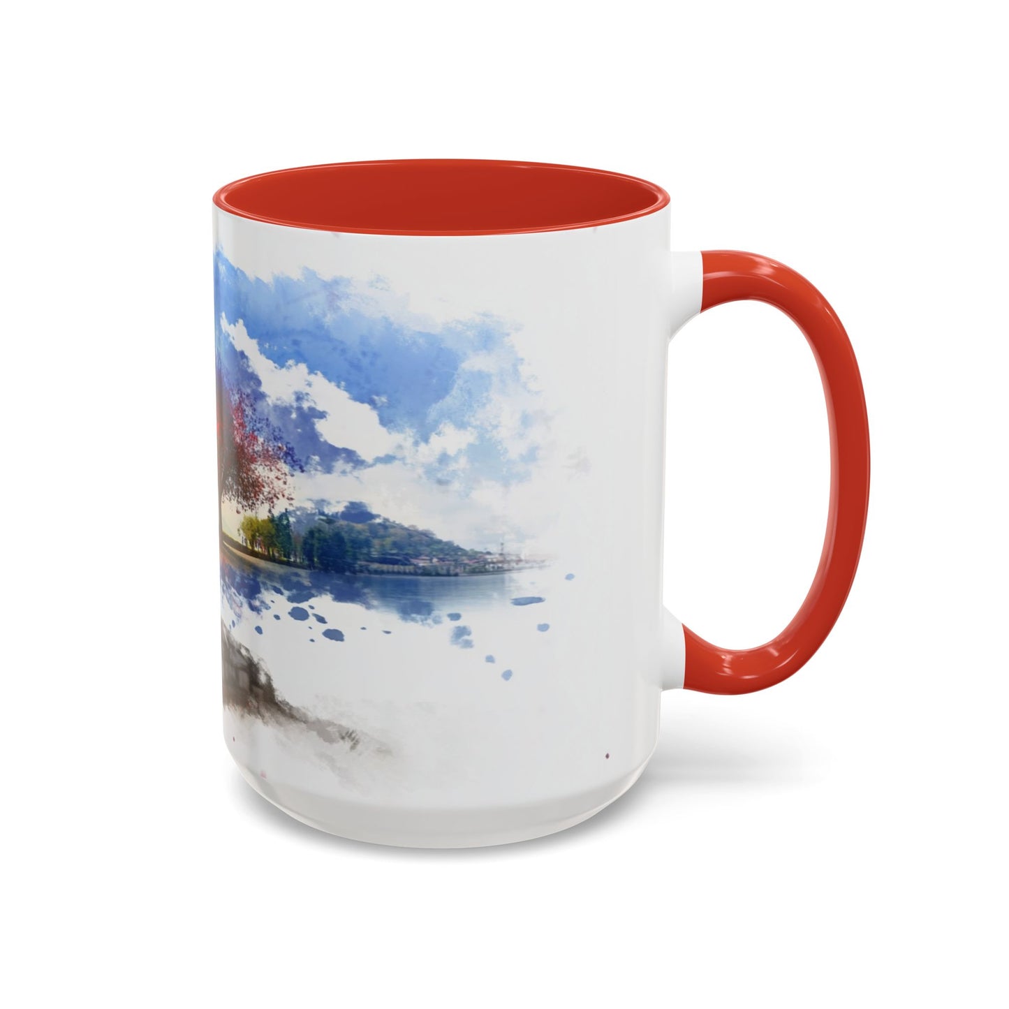 Lakeside Serenity Mug: Artful Watercolor Design