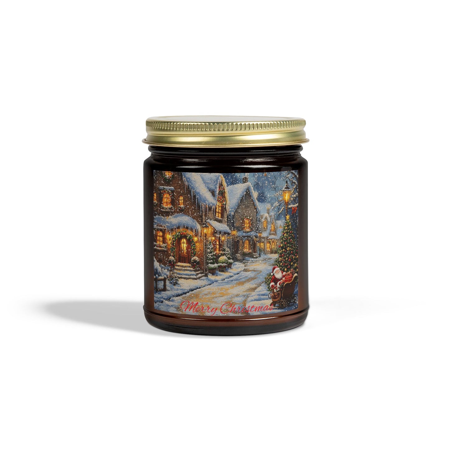 Scented Candle with a Festive Village Scene - Cozy Christmas Glow (4oz - 9oz)