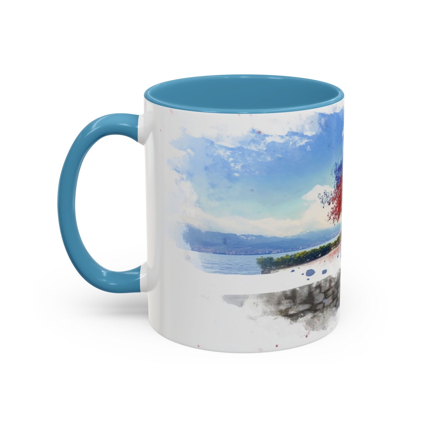 Lakeside Serenity Mug: Artful Watercolor Design