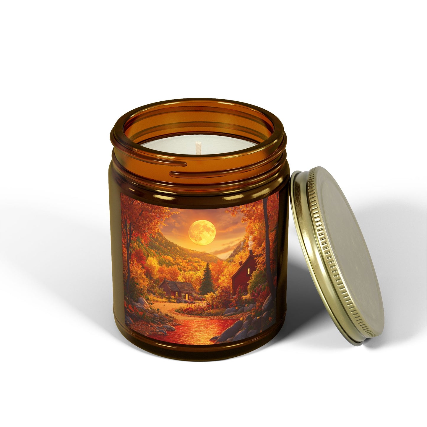 Moonlit Lakeside Autumn Candle – A Tranquil Fall Escape