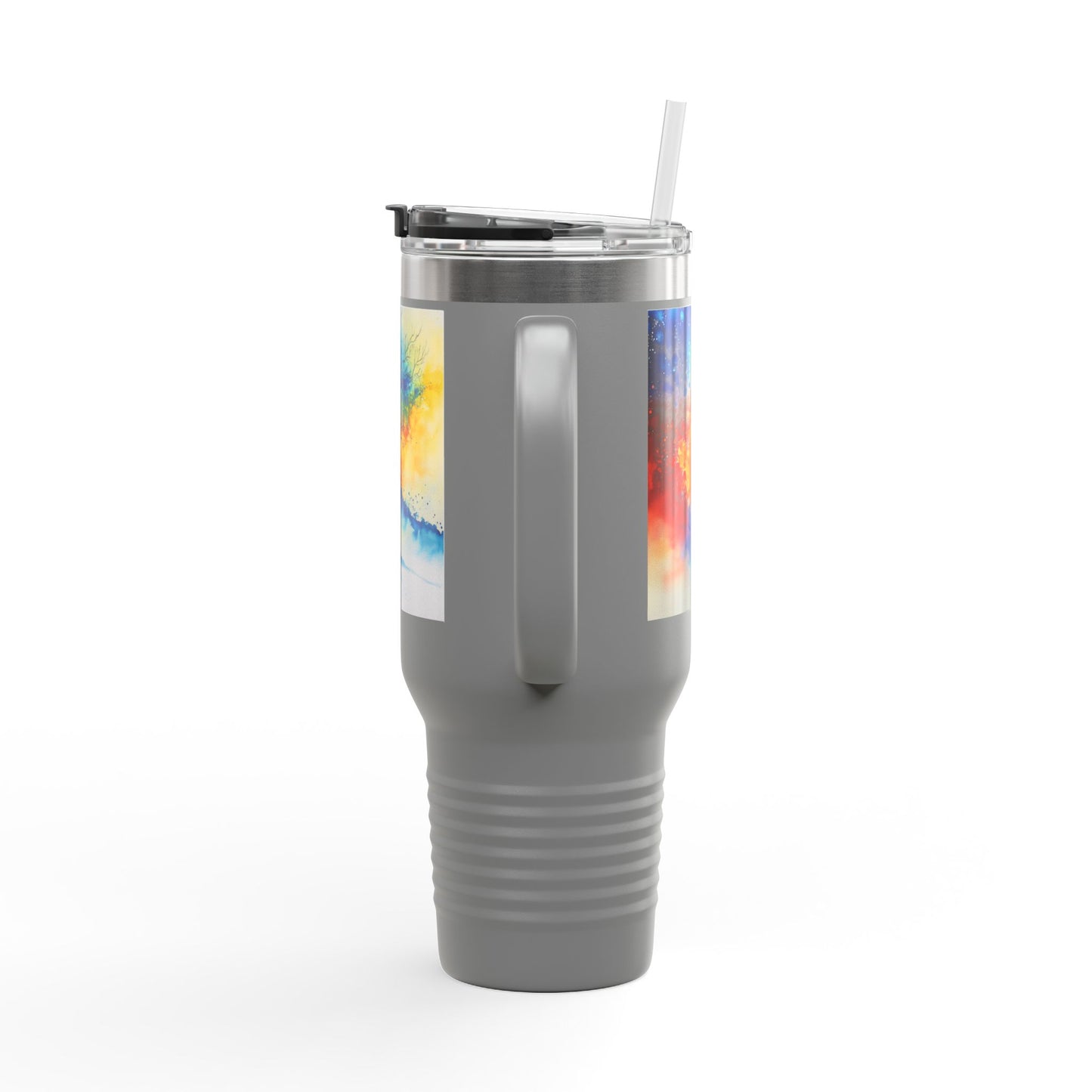 Insulated Travel Mug, 40oz - Abstract Watercolor Blend Design