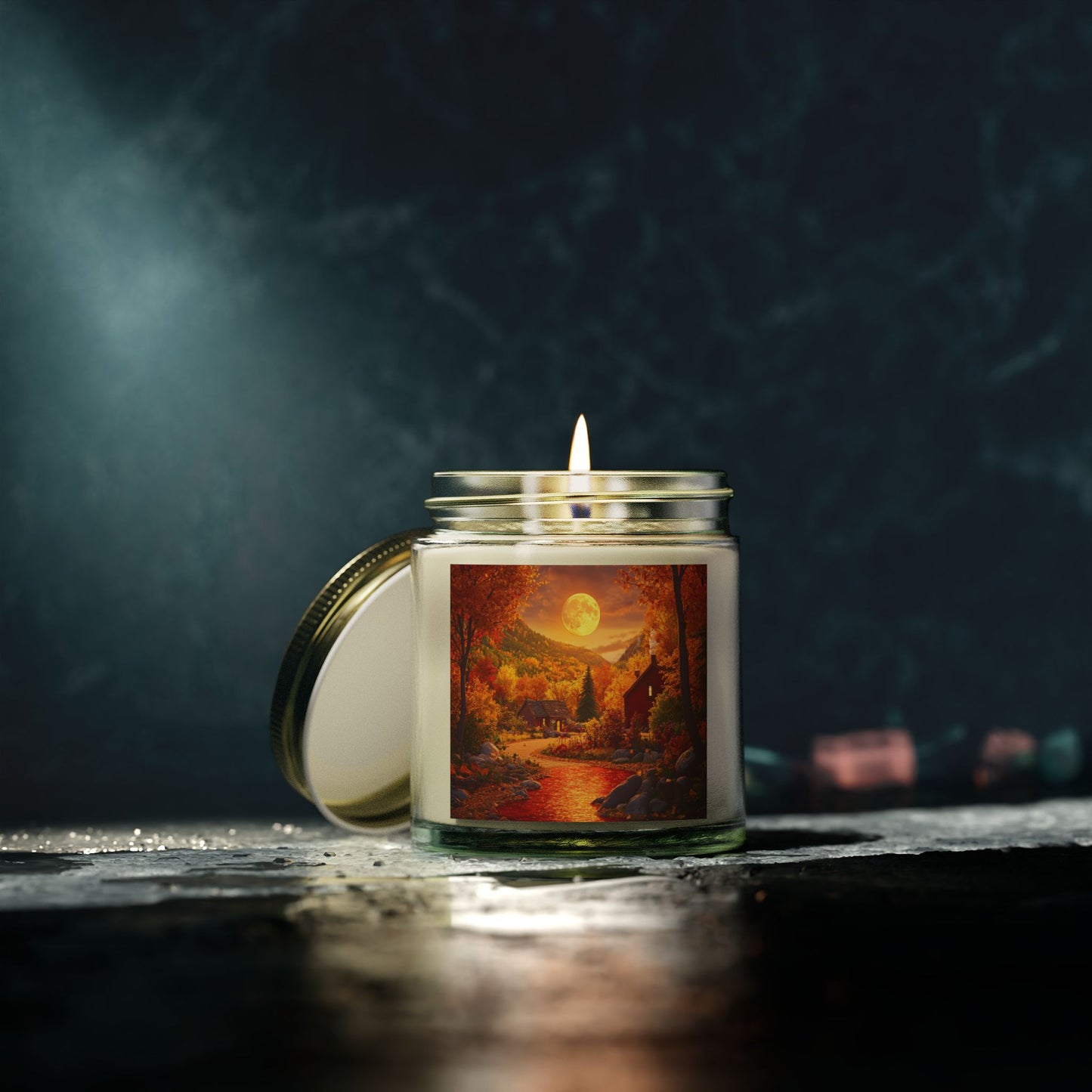 Moonlit Lakeside Autumn Candle – A Tranquil Fall Escape