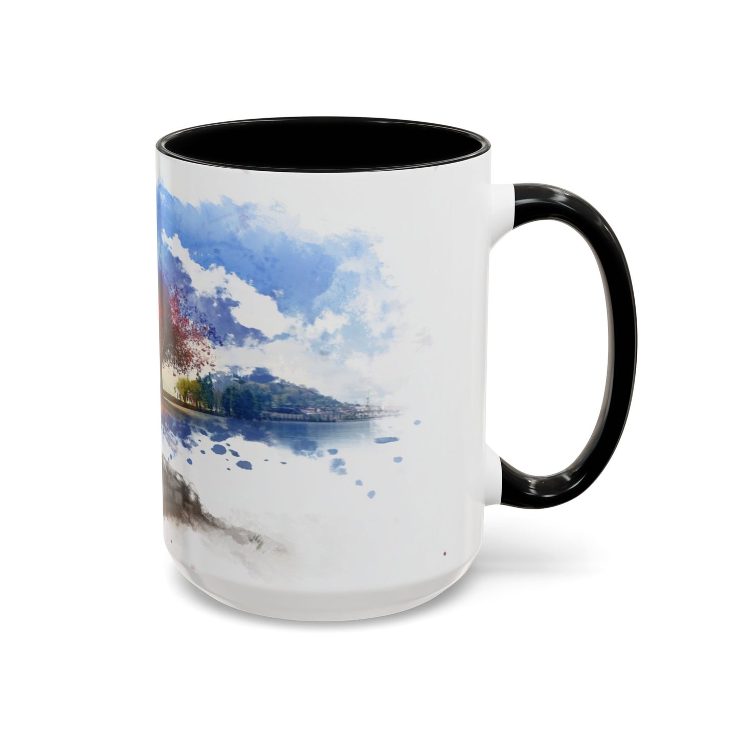 Lakeside Serenity Mug: Artful Watercolor Design