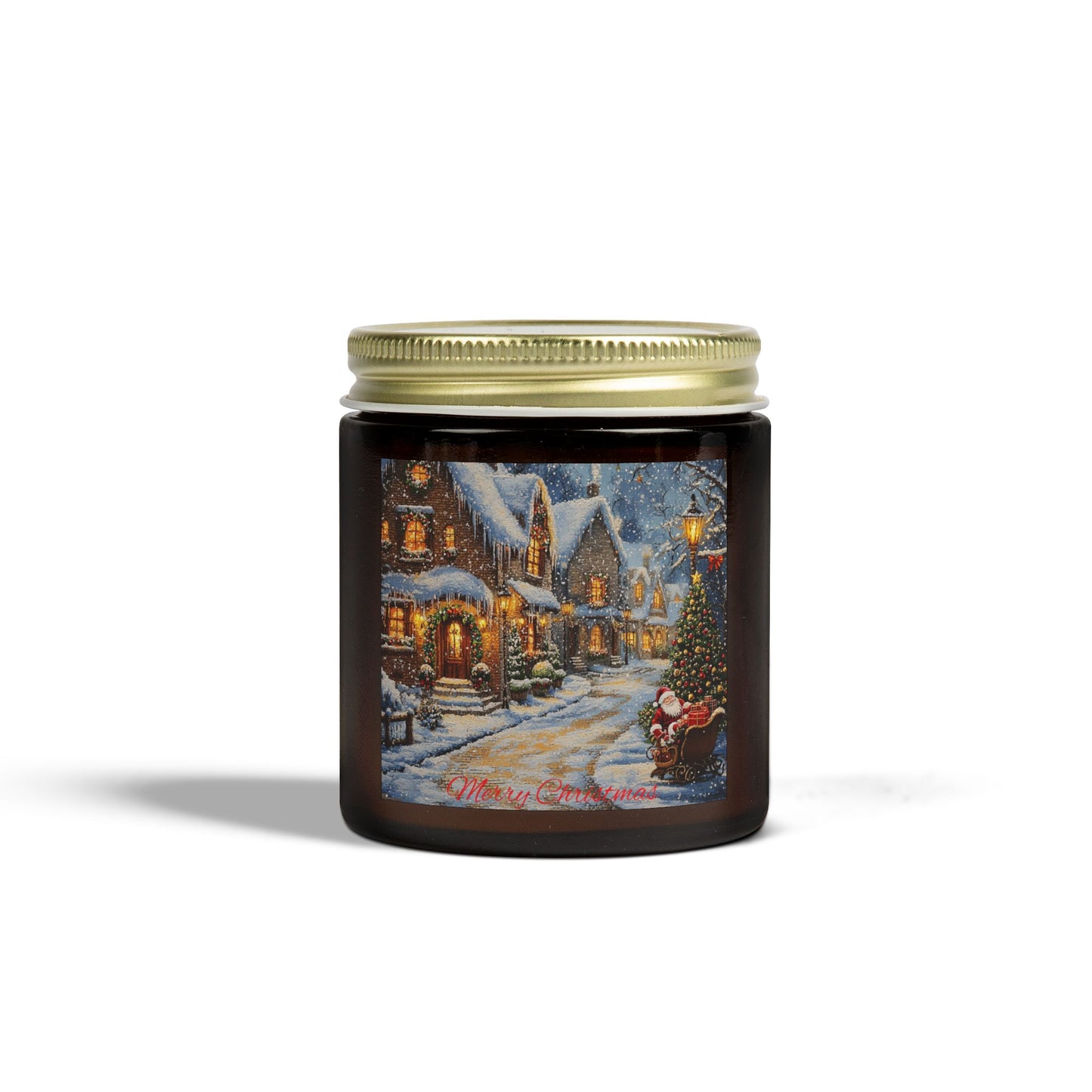 Scented Candle with a Festive Village Scene - Cozy Christmas Glow (4oz - 9oz)