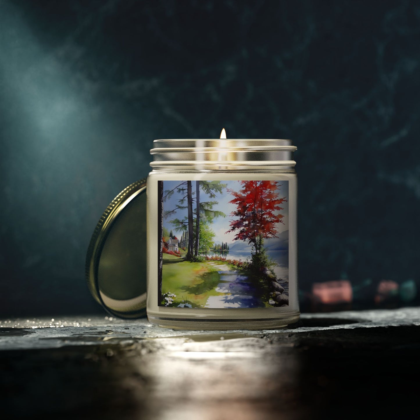 Hand-Poured Scented Candle: Serene Lakeside Escape