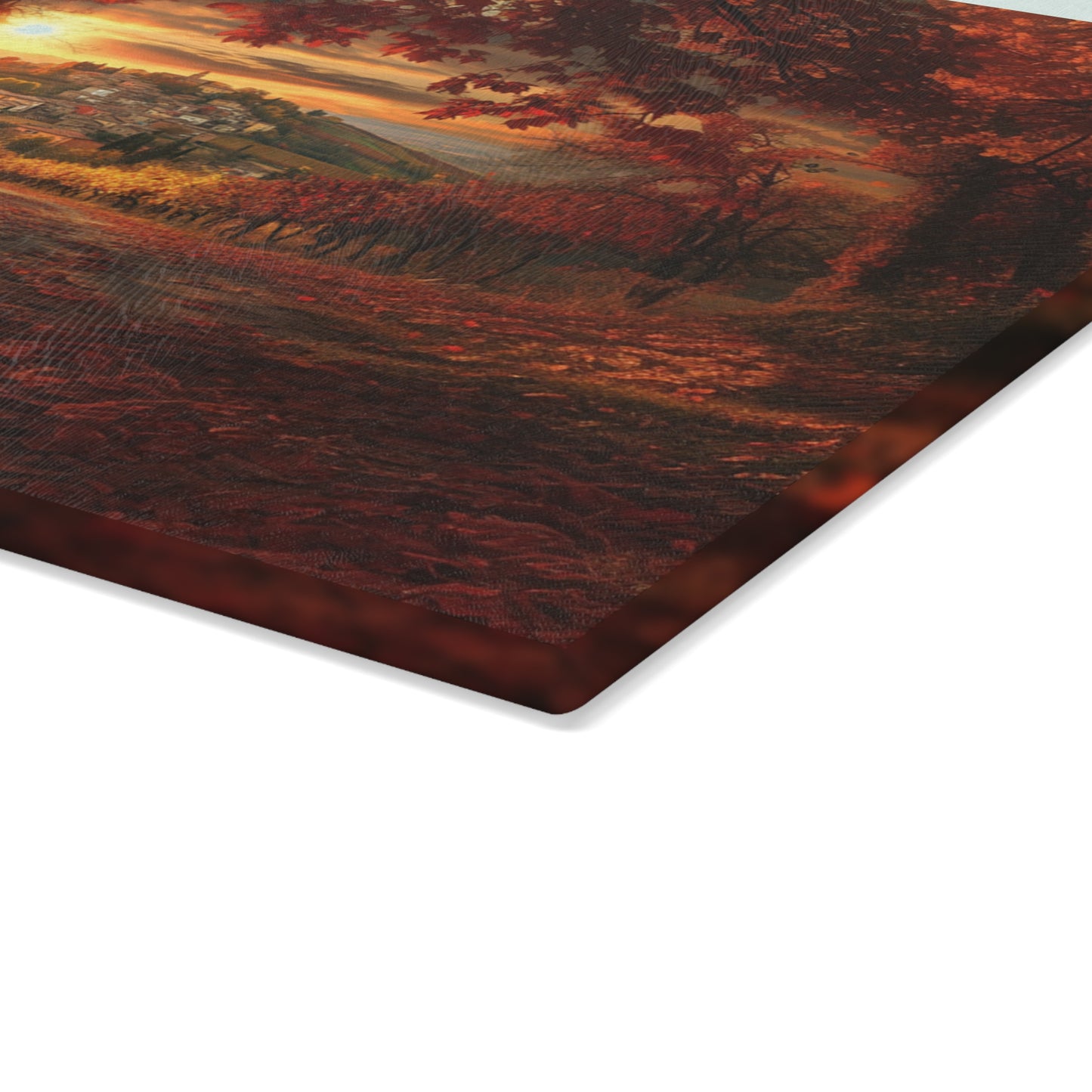 Glass Cutting Board: Sunlit Italian Hills