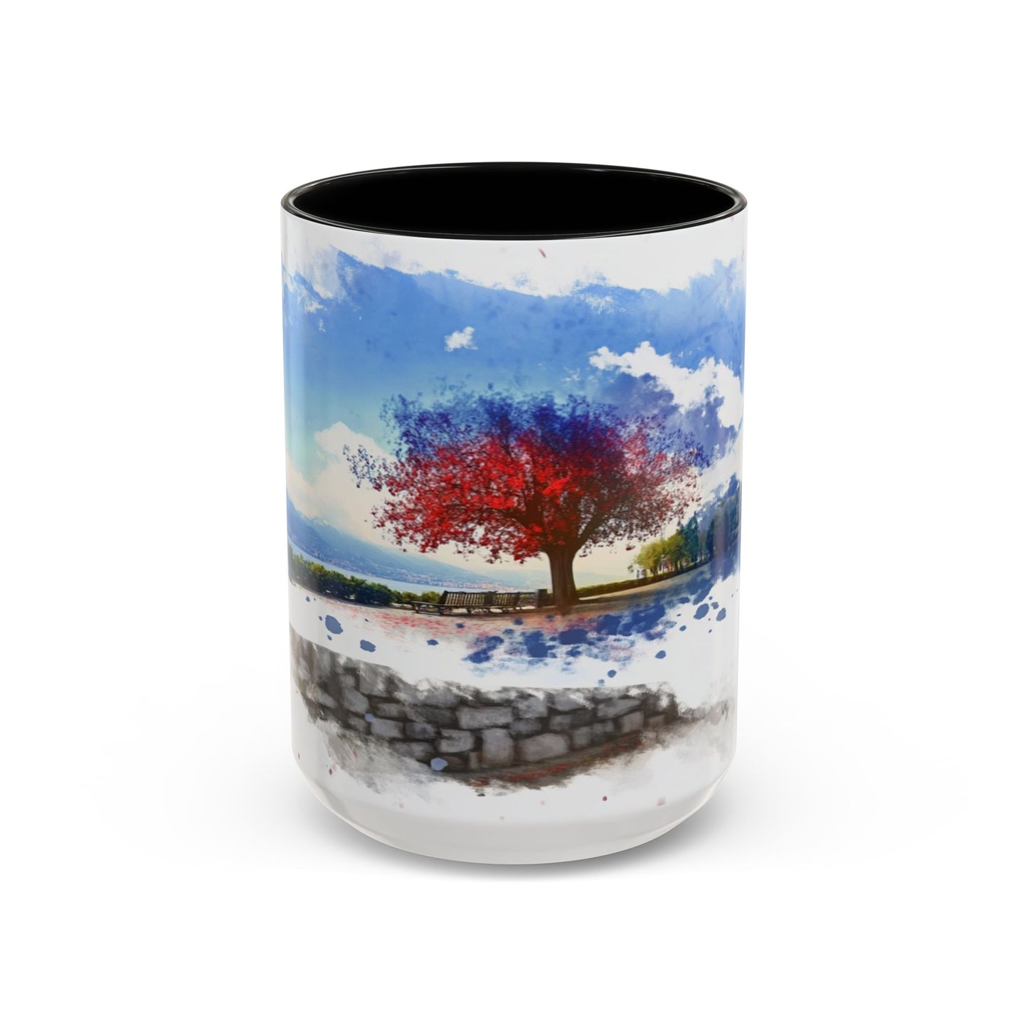 Lakeside Serenity Mug: Artful Watercolor Design