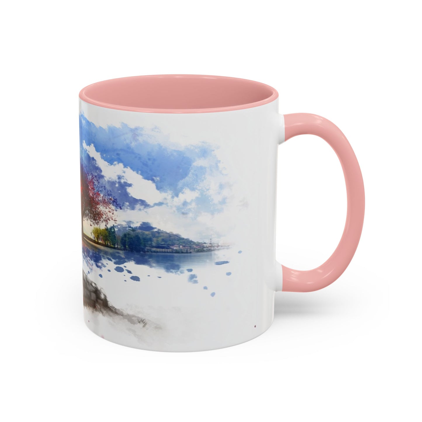 Lakeside Serenity Mug: Artful Watercolor Design