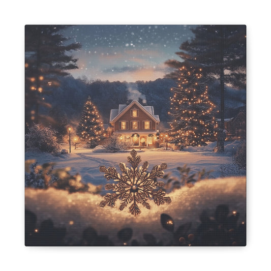 Custom Winter Wonderland Matte Canvas Wall Art -Cozy Christmas Home Decor with Snowflakes, Perfect for Seasonal Gift Giving