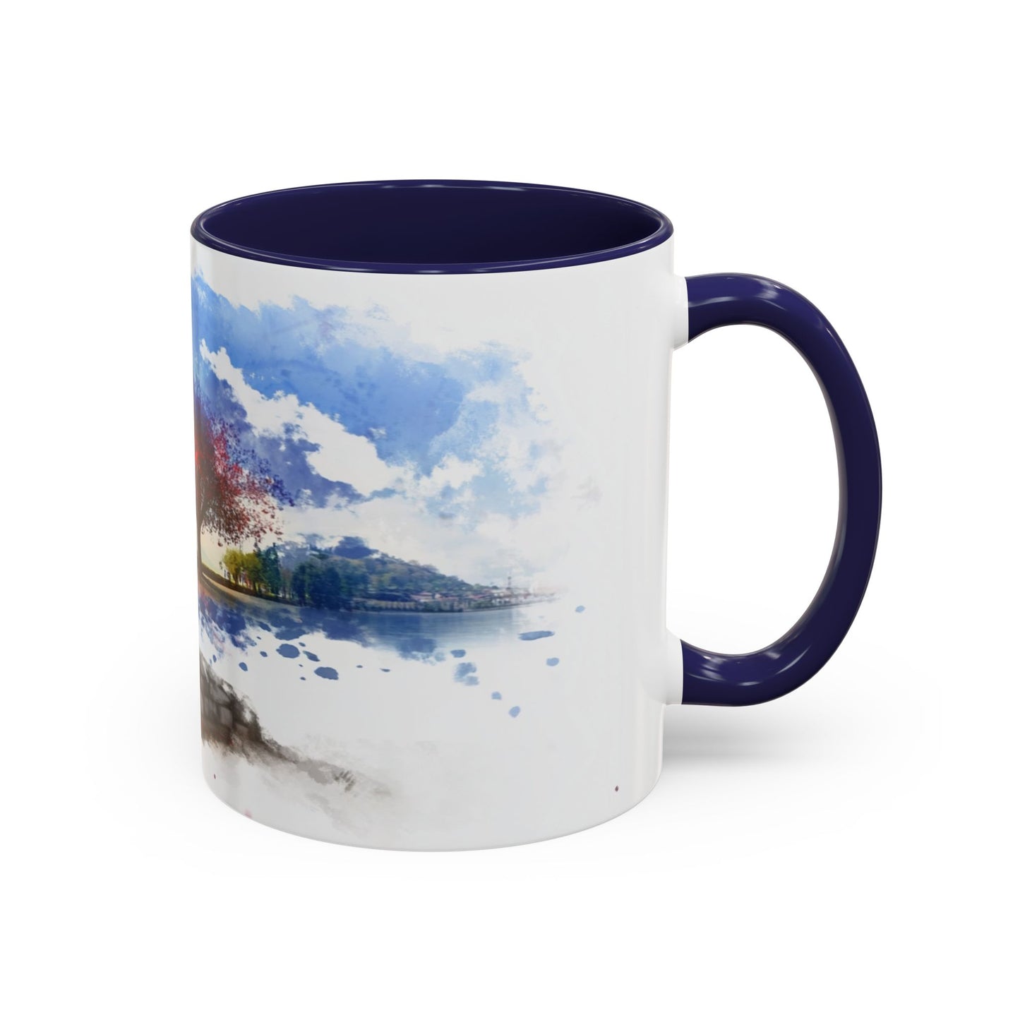 Lakeside Serenity Mug: Artful Watercolor Design