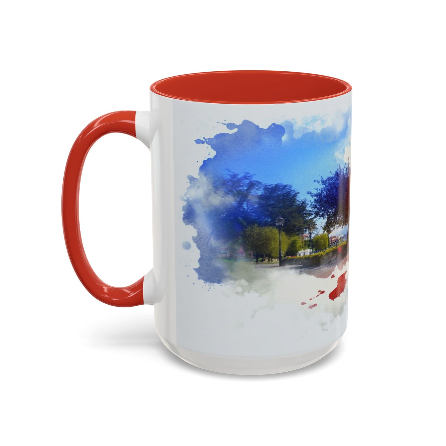 Lakeside Elegance Mug: Watercolor Scenic Design