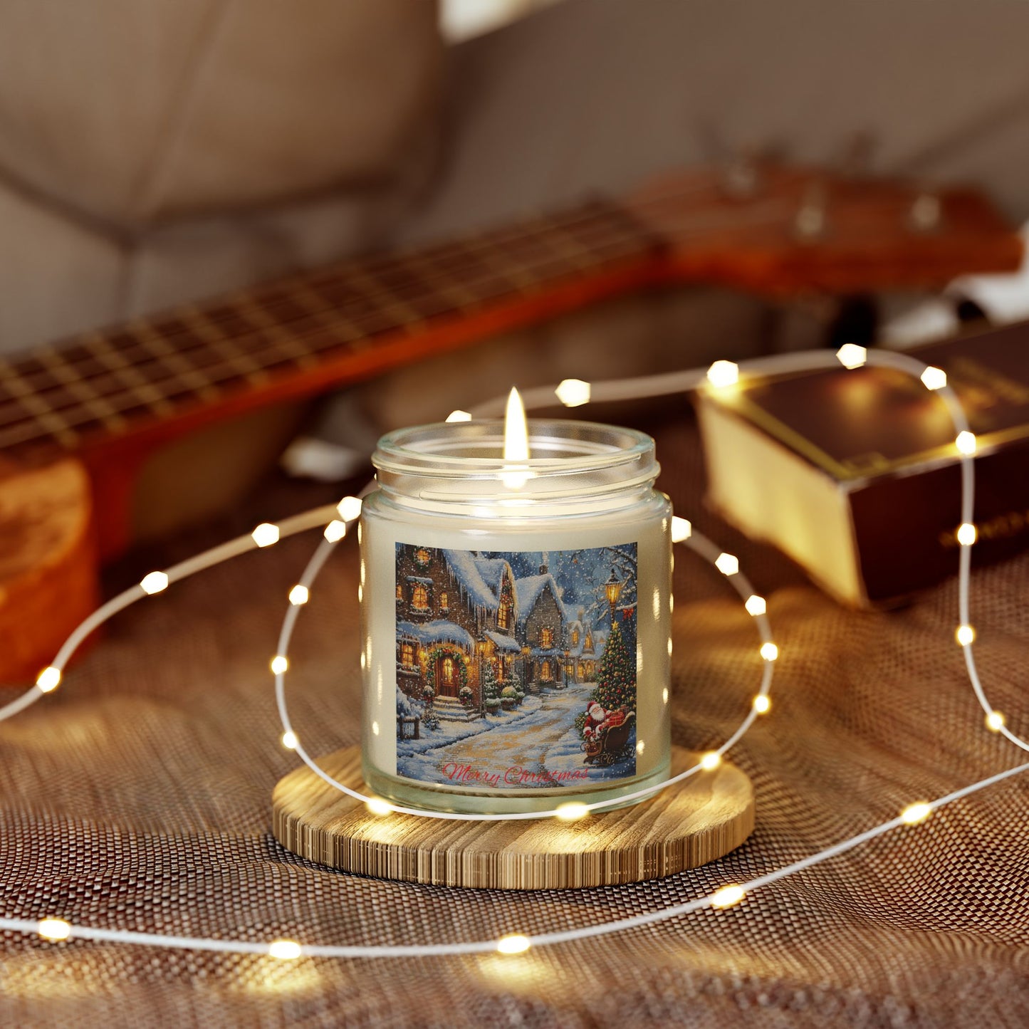 Scented Candle with a Festive Village Scene - Cozy Christmas Glow (4oz - 9oz)