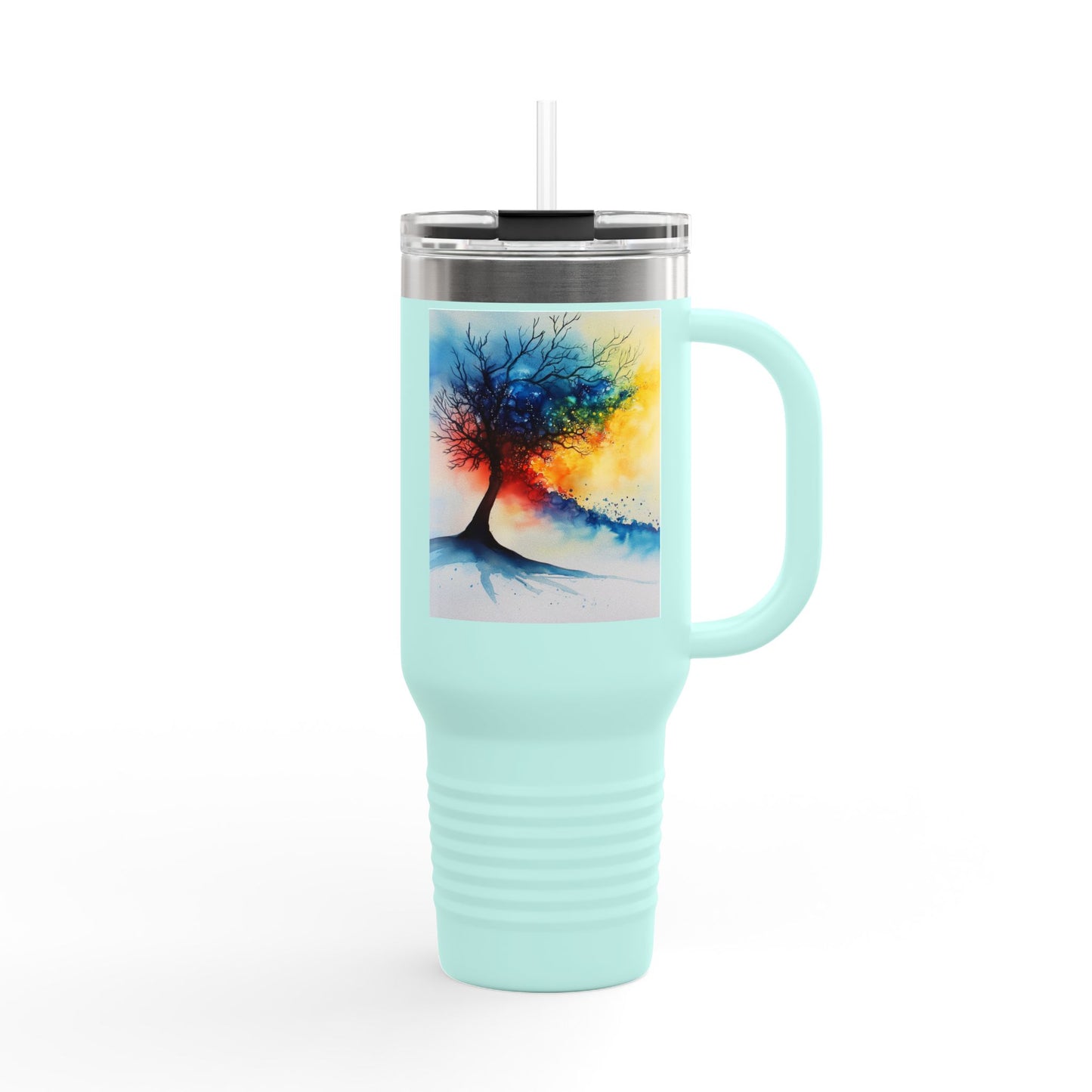 Insulated Travel Mug, 40oz - Abstract Watercolor Blend Design