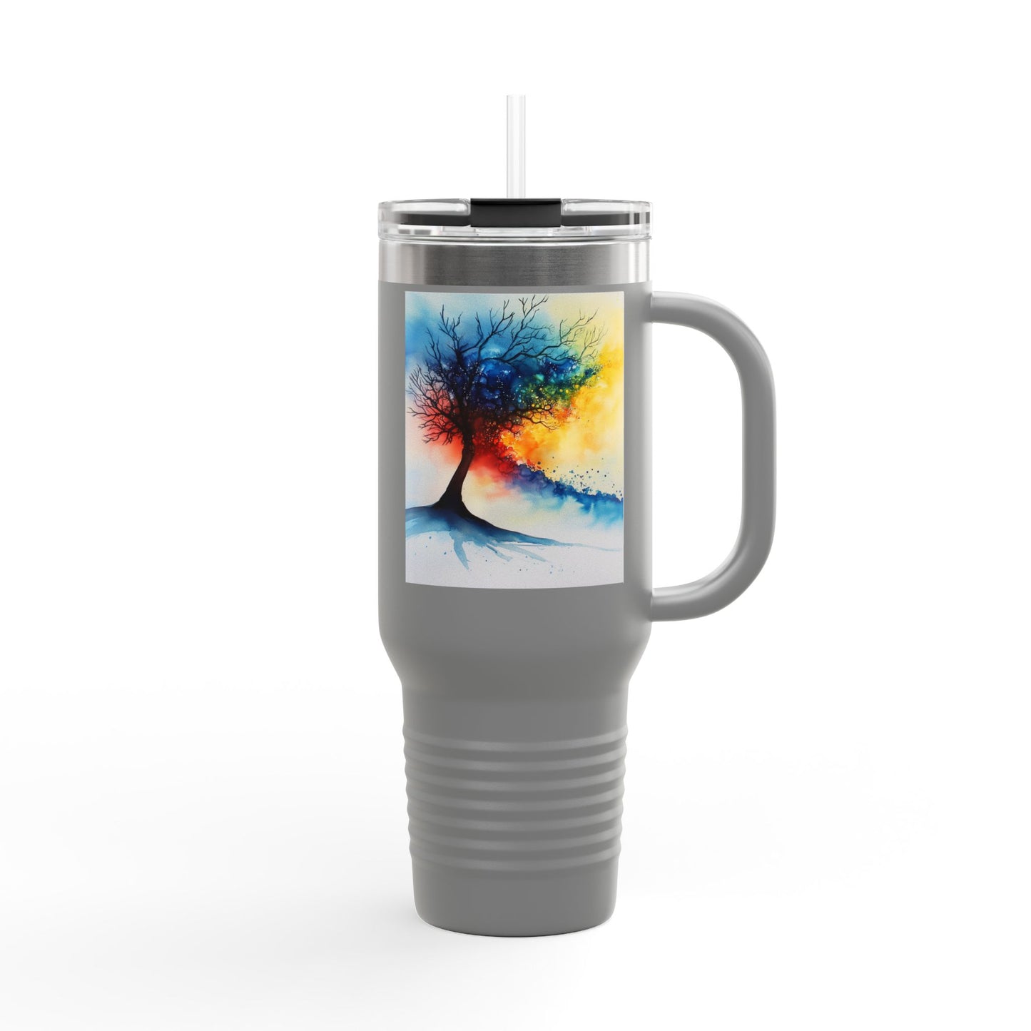 Insulated Travel Mug, 40oz - Abstract Watercolor Blend Design