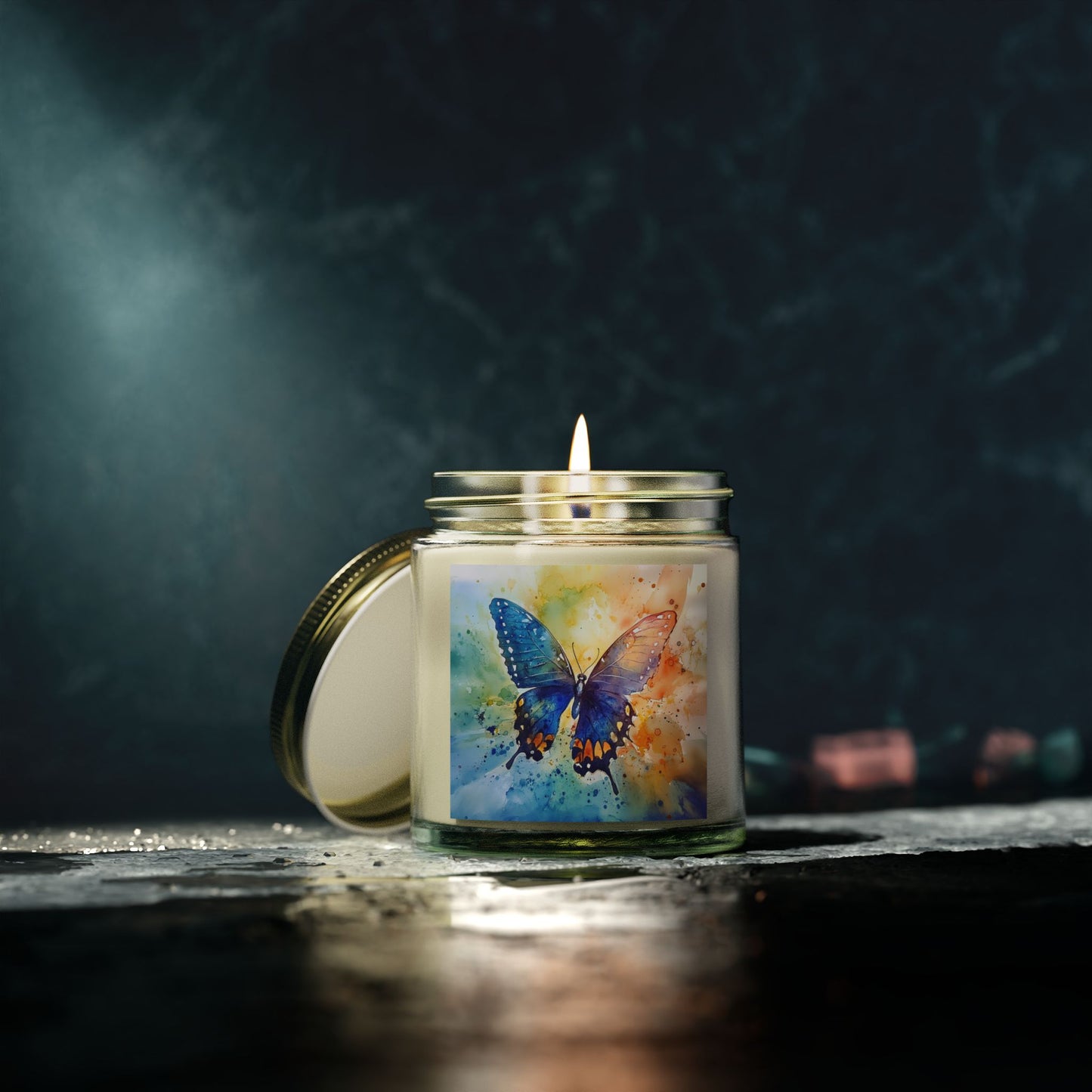 Elegant Watercolor Butterfly Candle – A Touch of Nature's Grace