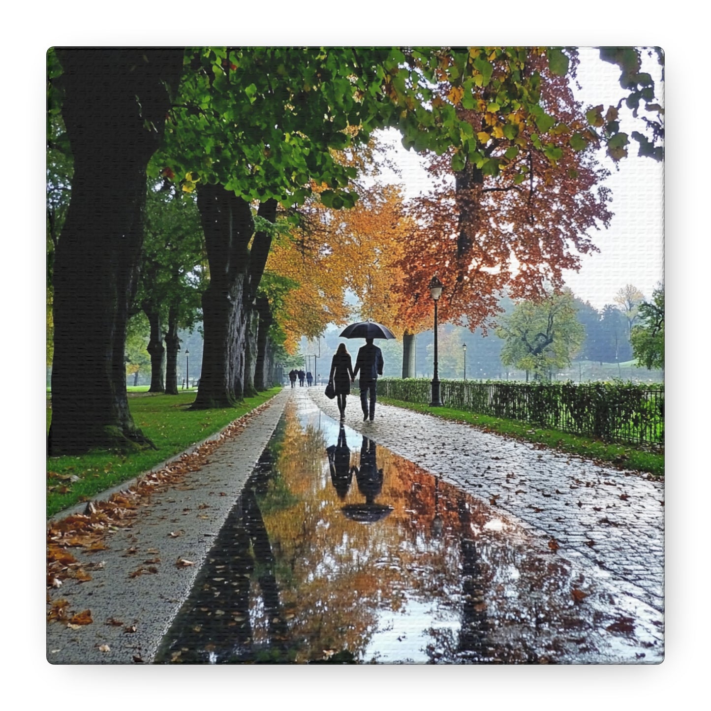 Romantic Autumn Walk: A Tranquil Italian Canvas